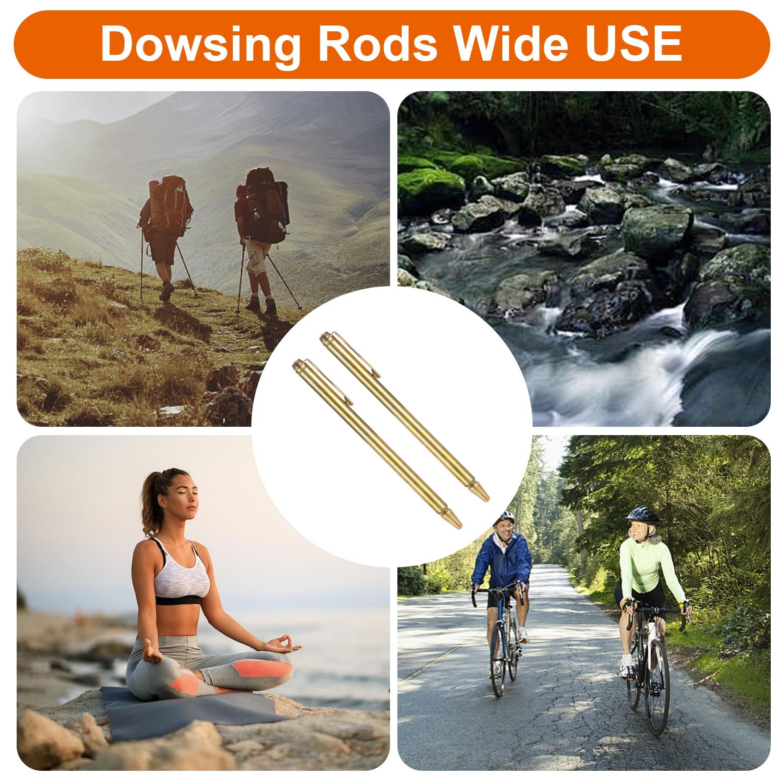 Molain 2Pcs Dowsing Rods, Retractable Divining Rods Portable Pen Brass