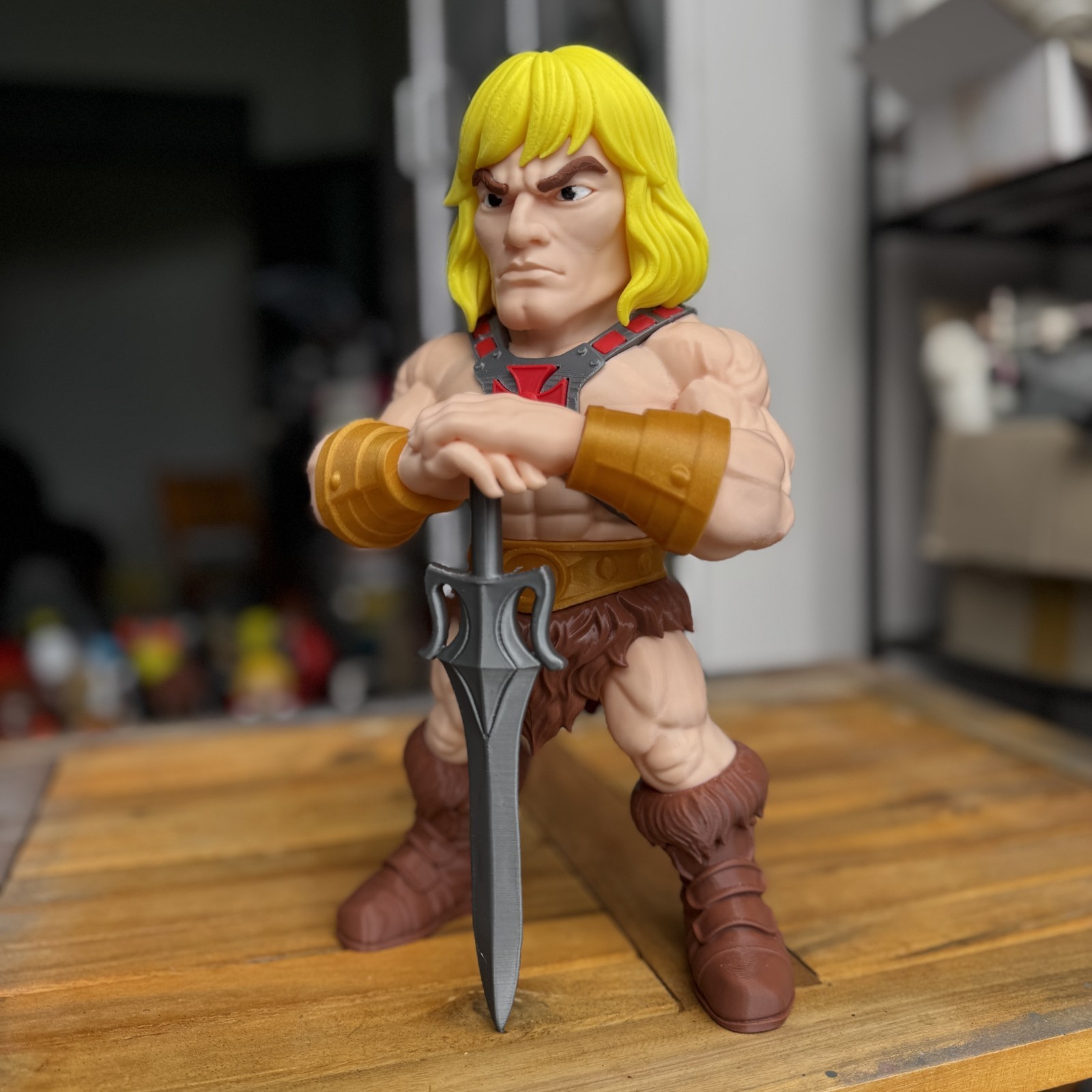 12&Prime; Stylized He-Man Inspired 3D Printed Figure – Custom Art Toy Collectible