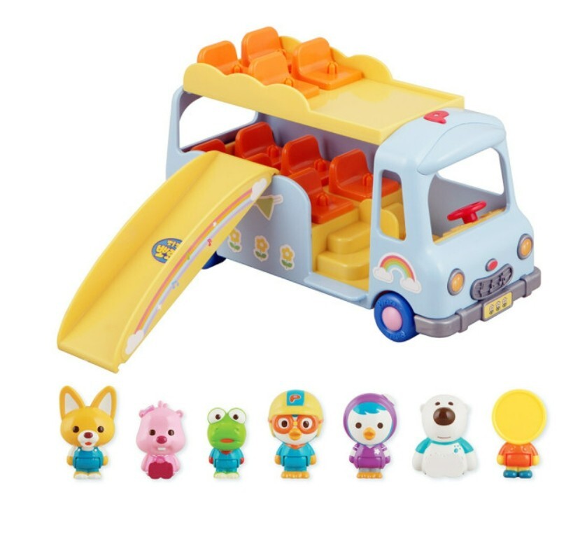 Pororo Friends Picnic Bus 7 Figure Role Play Toy Set Baby Kids Pretend Play