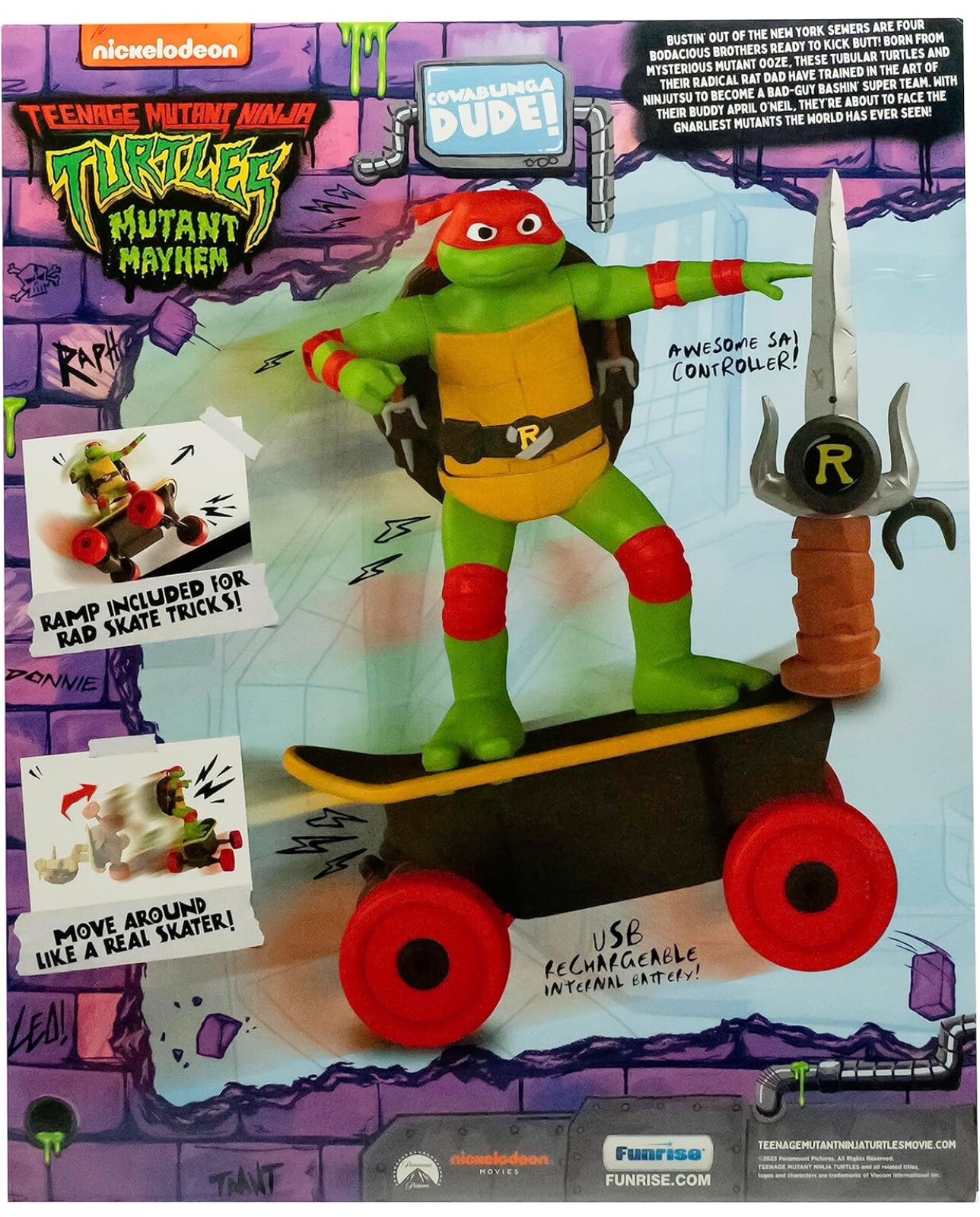 Raphael Cowabunga Skate RC – Imitates Real Skate Tricks – 2.4 Ghz Remote Control
