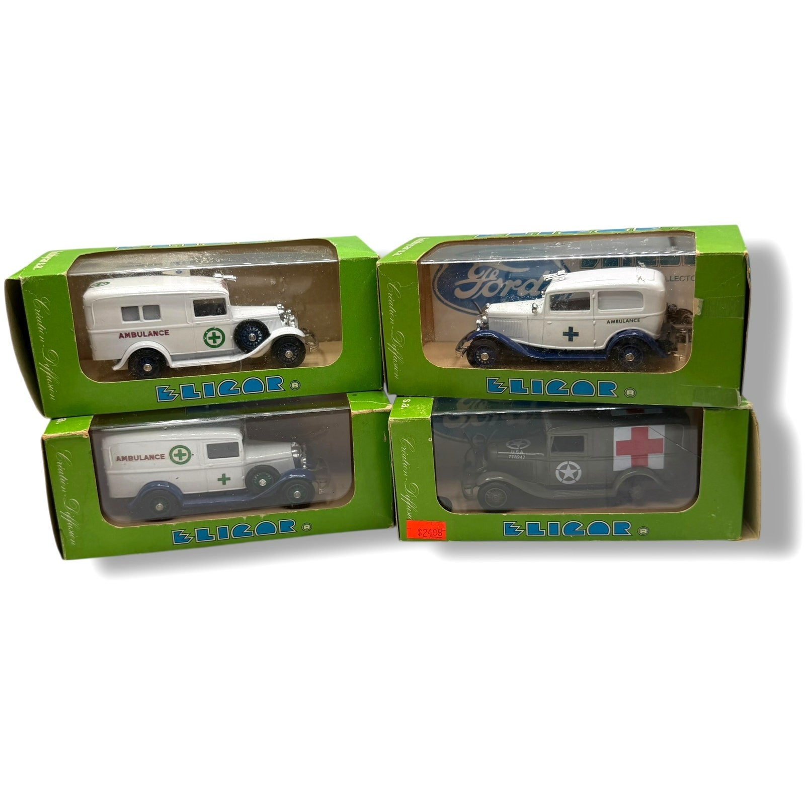x4 NIB Eligor 1:43 scale diecast cars ambulances VINTAGE
