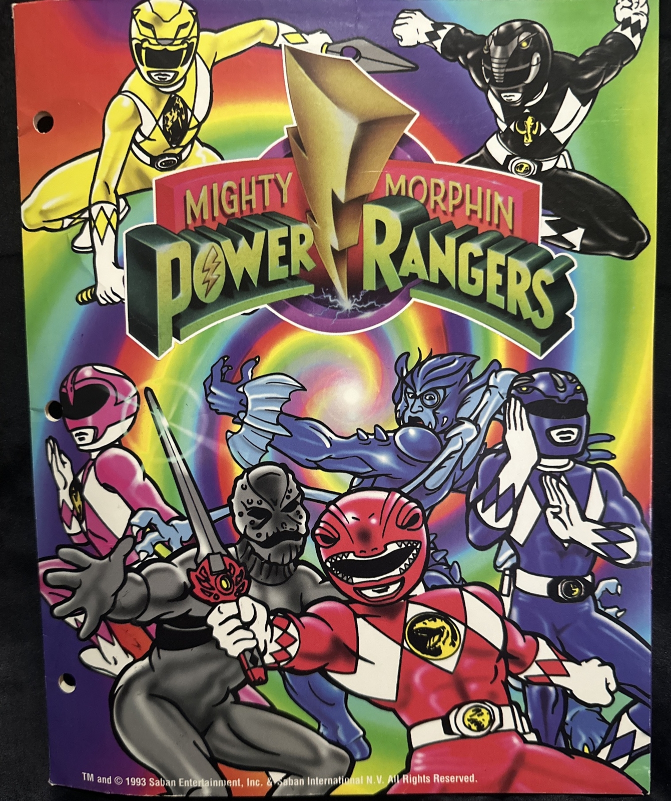 Mighty Morphin Power Ranger 3 Ring Binder Vintage 1993 Back to School Saban