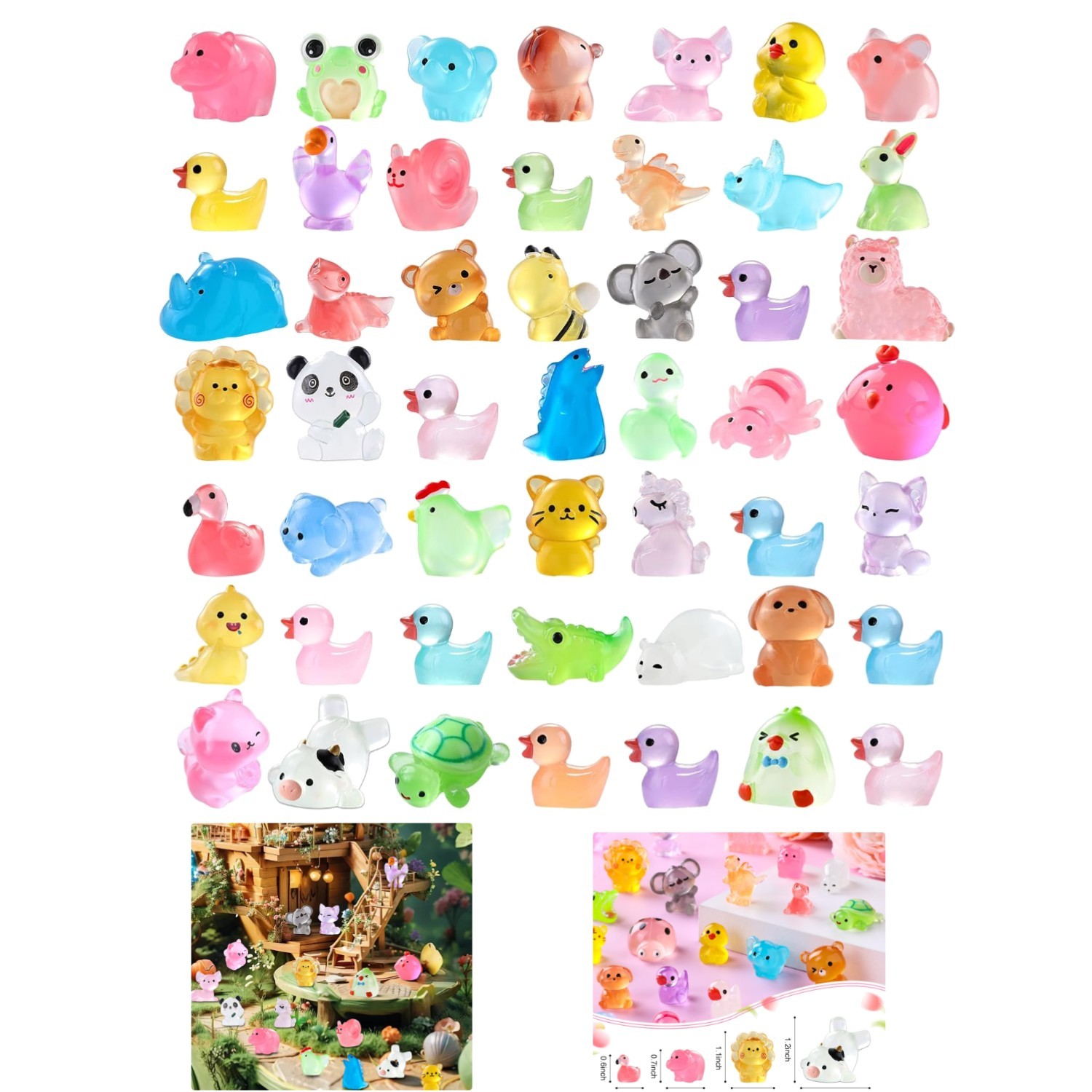60 Styles of Glow in The Dark Mini Animal Figures – Perfect for Decor