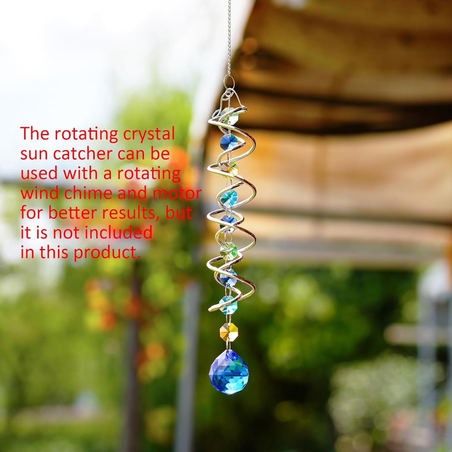Spiral Wind Spinner Sun Catcher with Crystal Ball Indoor Outdoor Decor