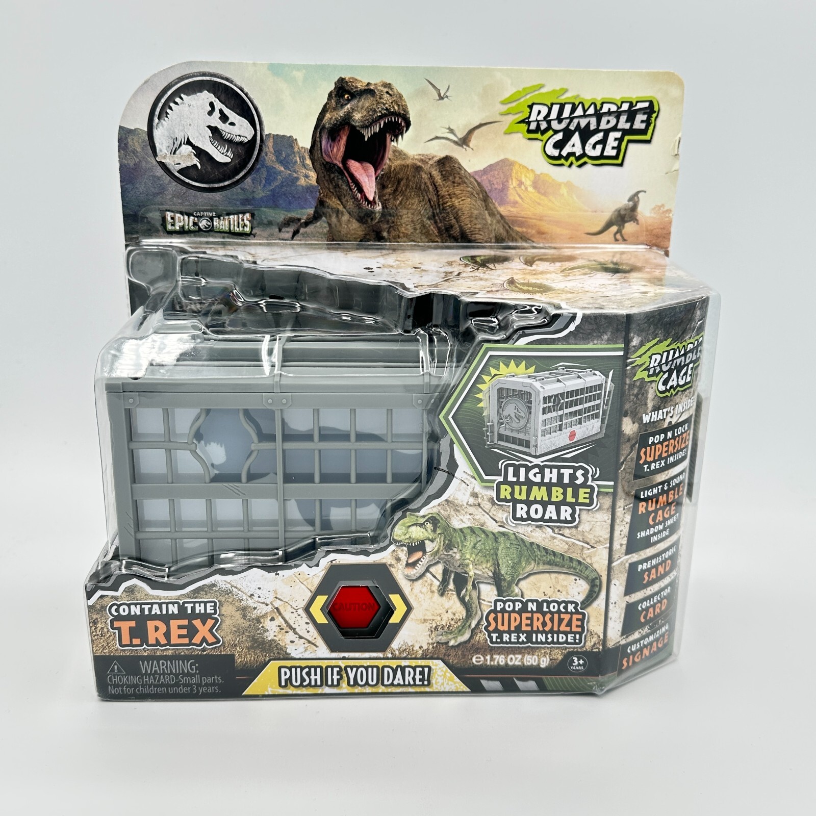 Jurassic World Captivz Epic Battles Rumble Cage T-Rex Figure Lights Sound New