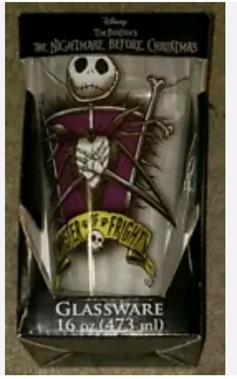 Disneys Nightmare Before Christmas Glassware 16oz Jack Skellington NIB