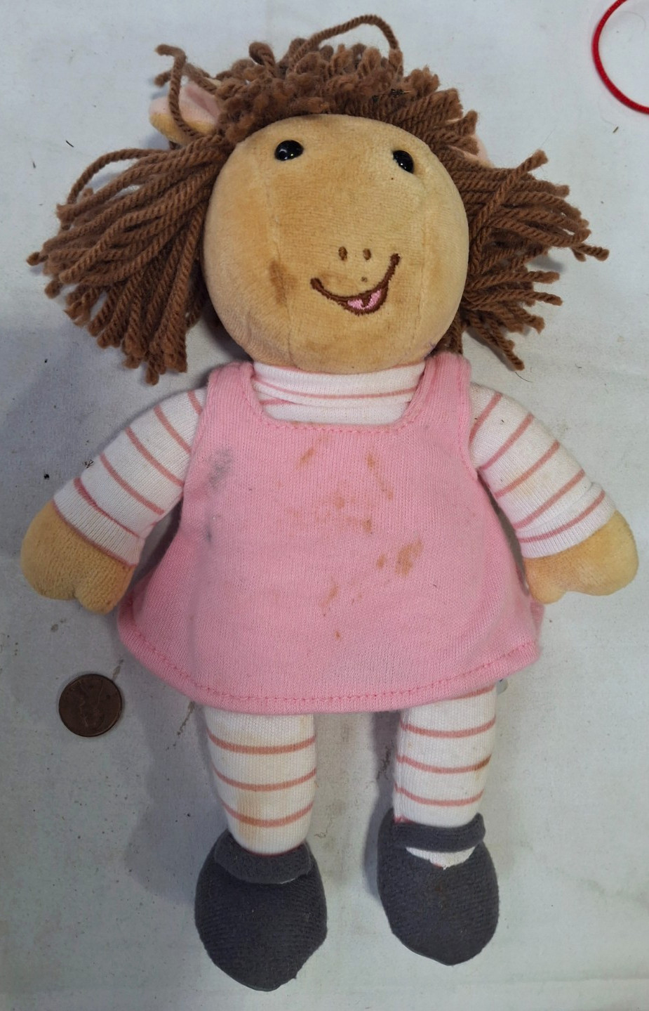 Vintage Eden PBS Kids Hey Arthur DW 10&Prime; Plush Doll Pink Dress