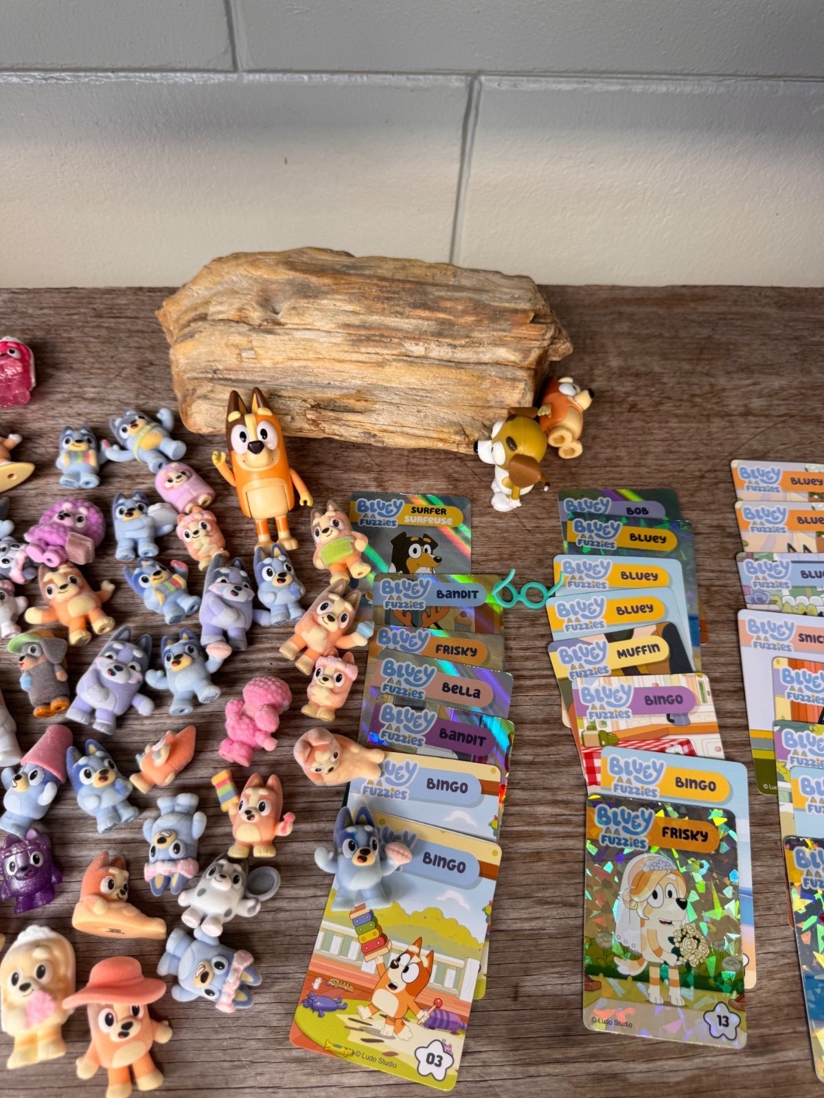 Bluey Fuzzies Series 1 Lot Figures Cards Flocked Mini Toys Bingo Chilli Bandit