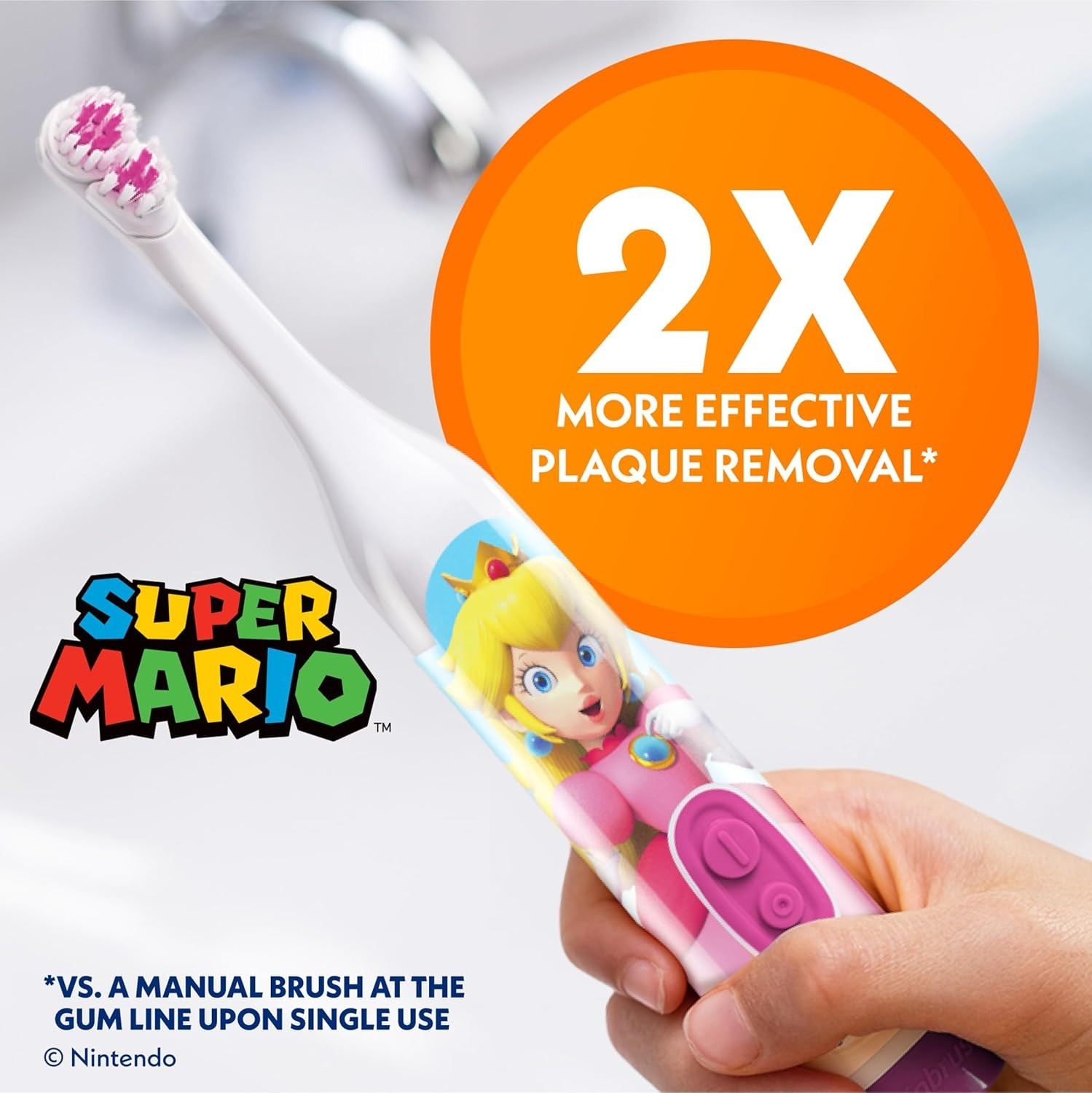2 PACK Spinbrush Toothbrush Super Mario Princess Peach NEW SEALED FREE SHIPPING