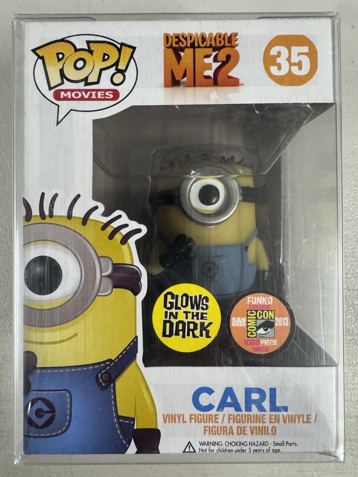 Carl (Glow) 35 ~ Despicable Me 2 ~ Funko Pop Vinyl ~ 1008PCS – 2013 SDCC Sticker