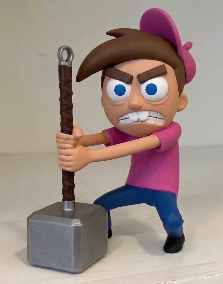 Timmy Turner Pulls Thor&rsquo;s Hammer, Hand-Painted Figure Display Art Decor