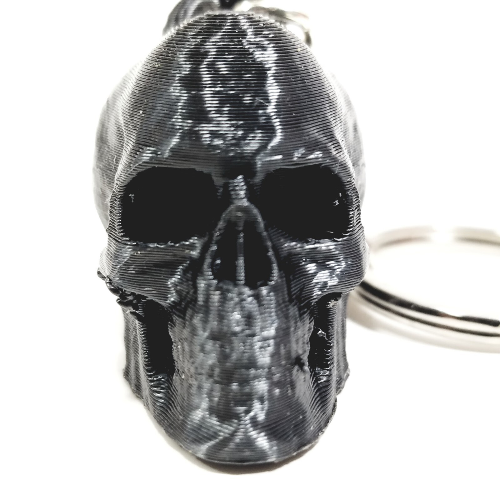 FlexiMech Skeleton Detailed 3d Printed Skull -Silver Tone KeyChain Choose Color
