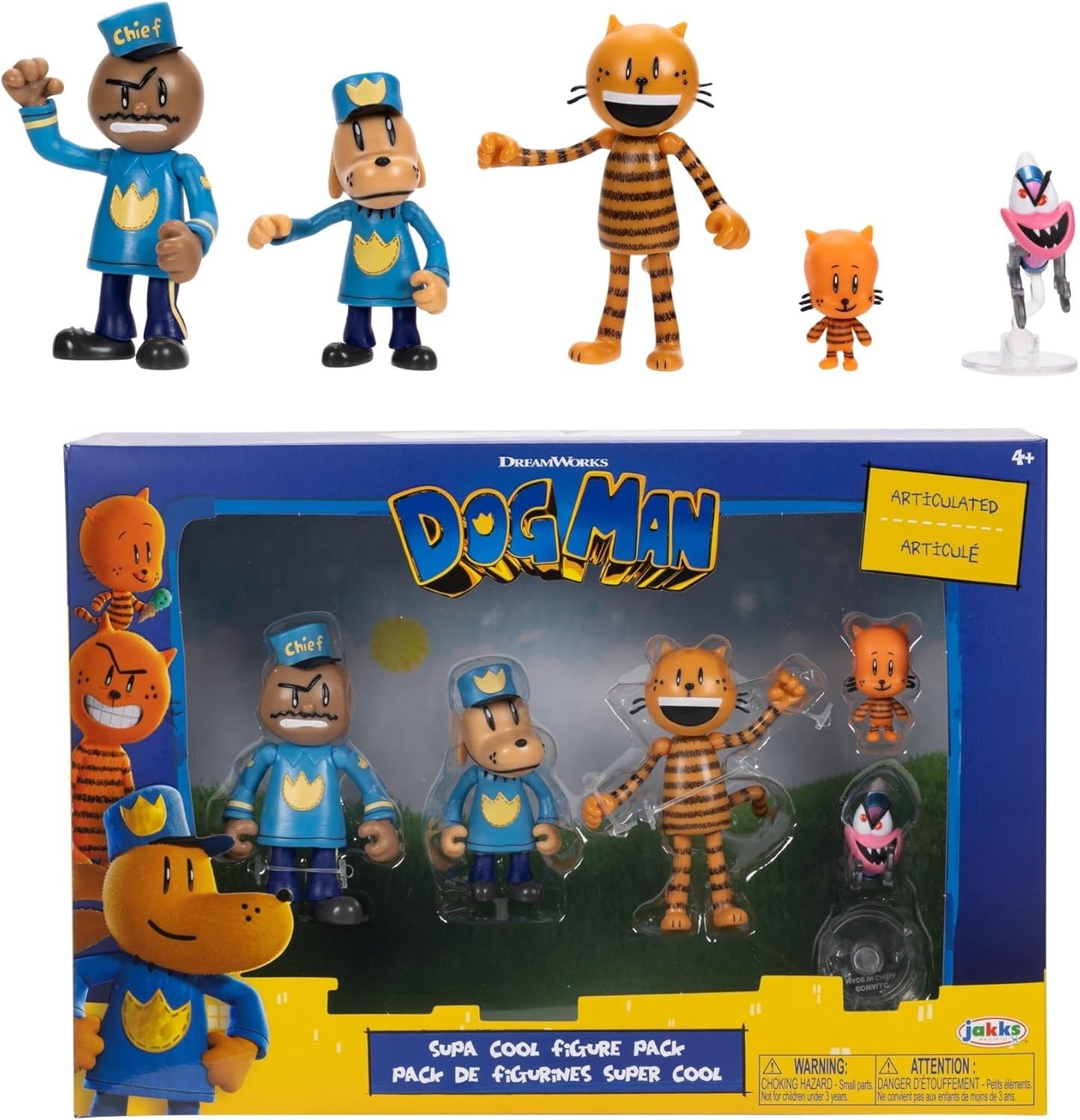 Dog Man Action Figure Multipack • 6-Pack Jakks Pacific • Cat Kid • Cyber Deal