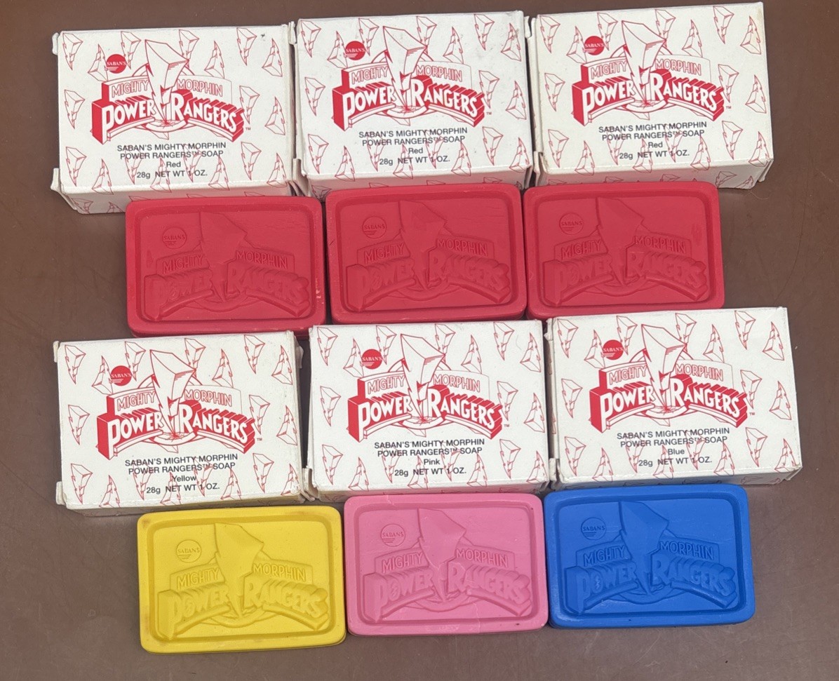 Avon Kids Mighty Morphin Power Ranger Mini Soap Lot (6) Red (3) Yellow Pink Blue