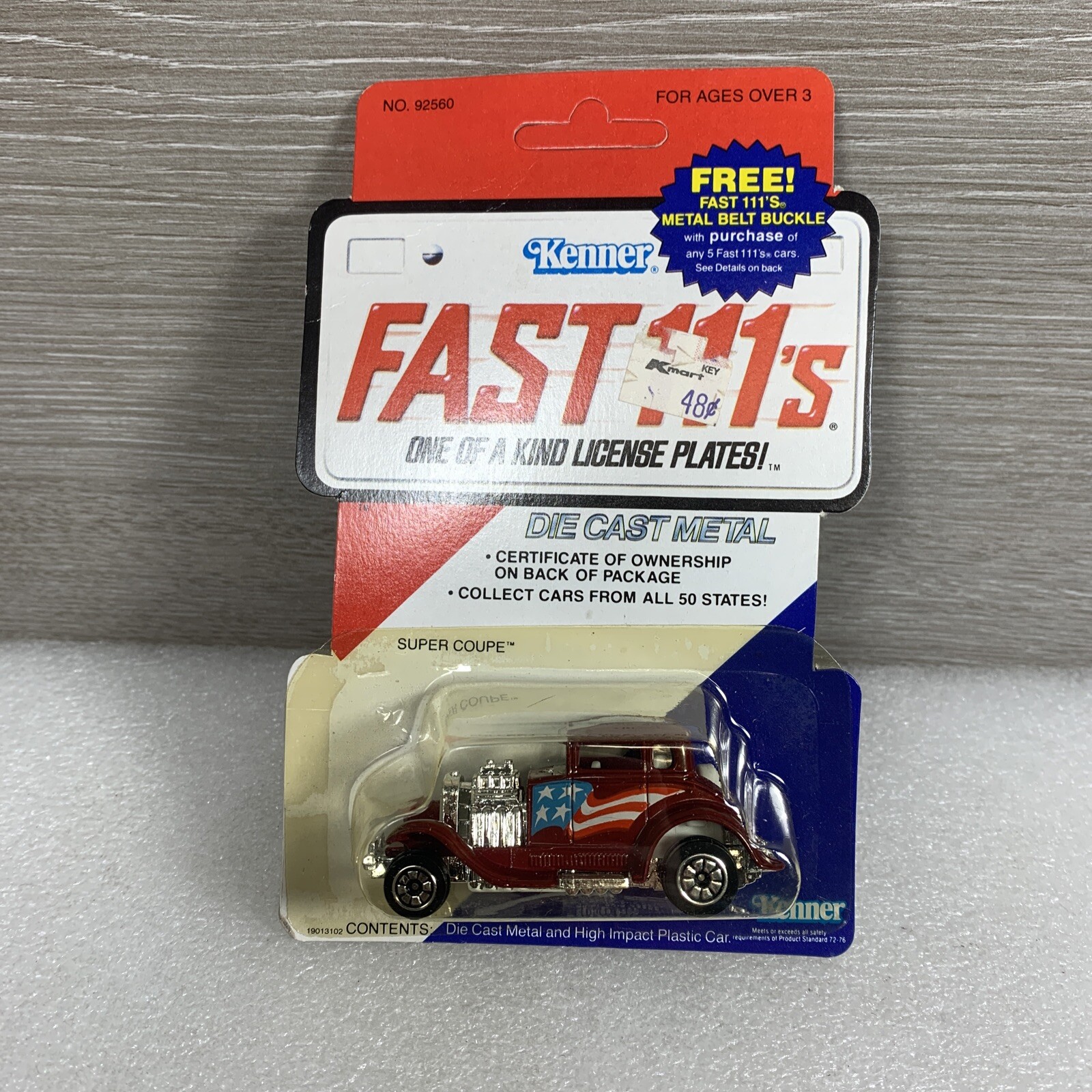 KENNER FAST 111S DIECAST METAL MAROON SUPER COUPE 1981 VINTAGE 92560 NOC ALASKA