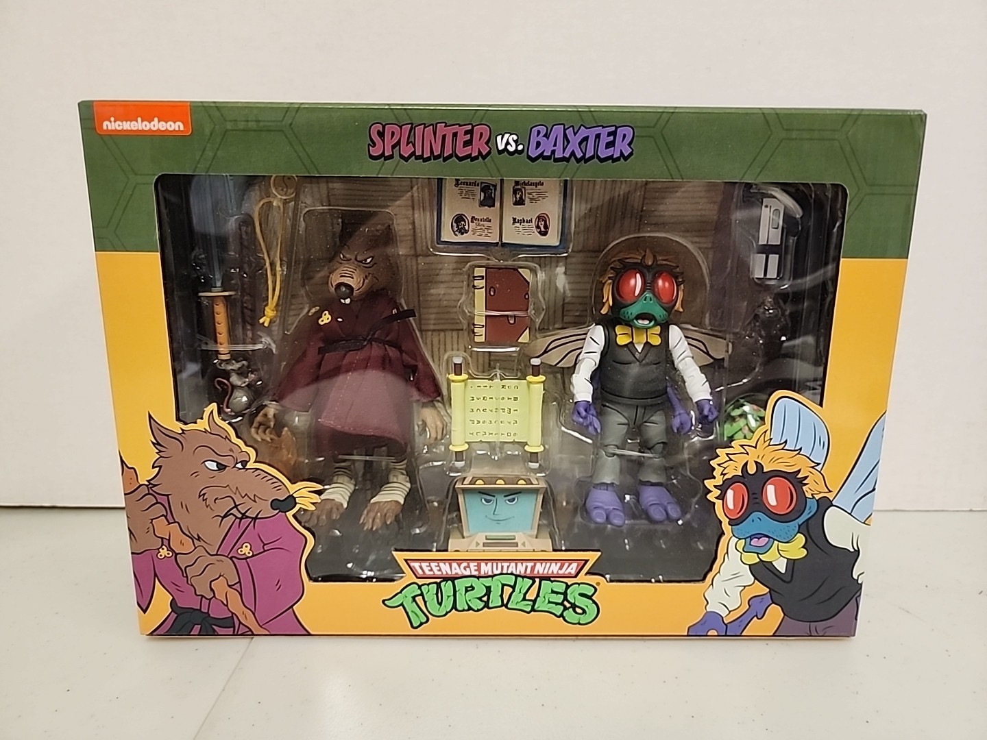 Neca Reel Toys Teenage Mutant Ninja Turtles Splinter Vs Baxter 2 Pack New