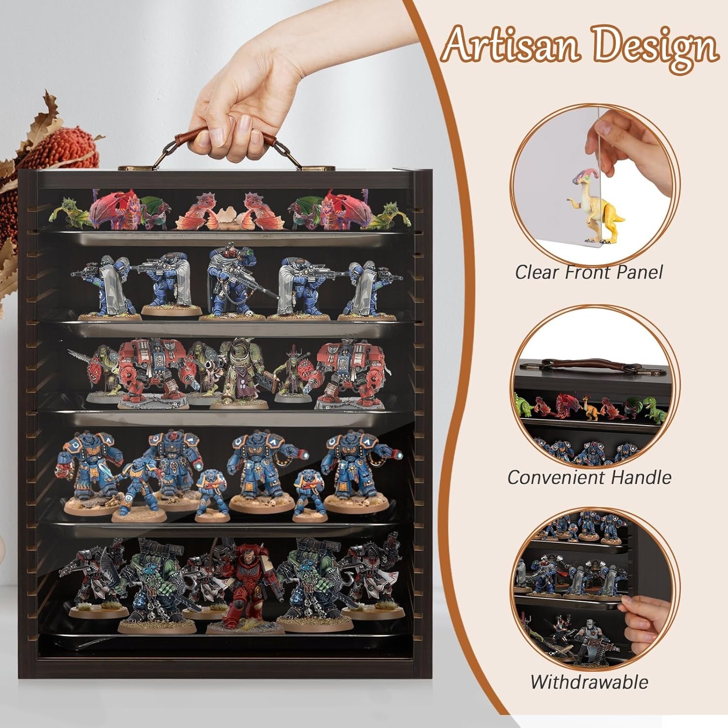 Minifigures Display Case 40K Army Action Figure D&D Miniature Black Carrying Box