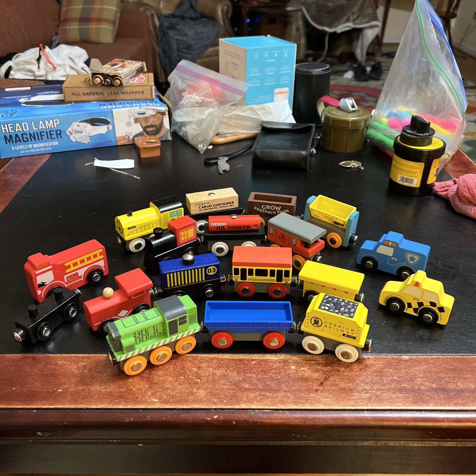 Awesome Orbrium Toys Train Lot 4 Engines Emergency Vehicles Containers 18 Cars