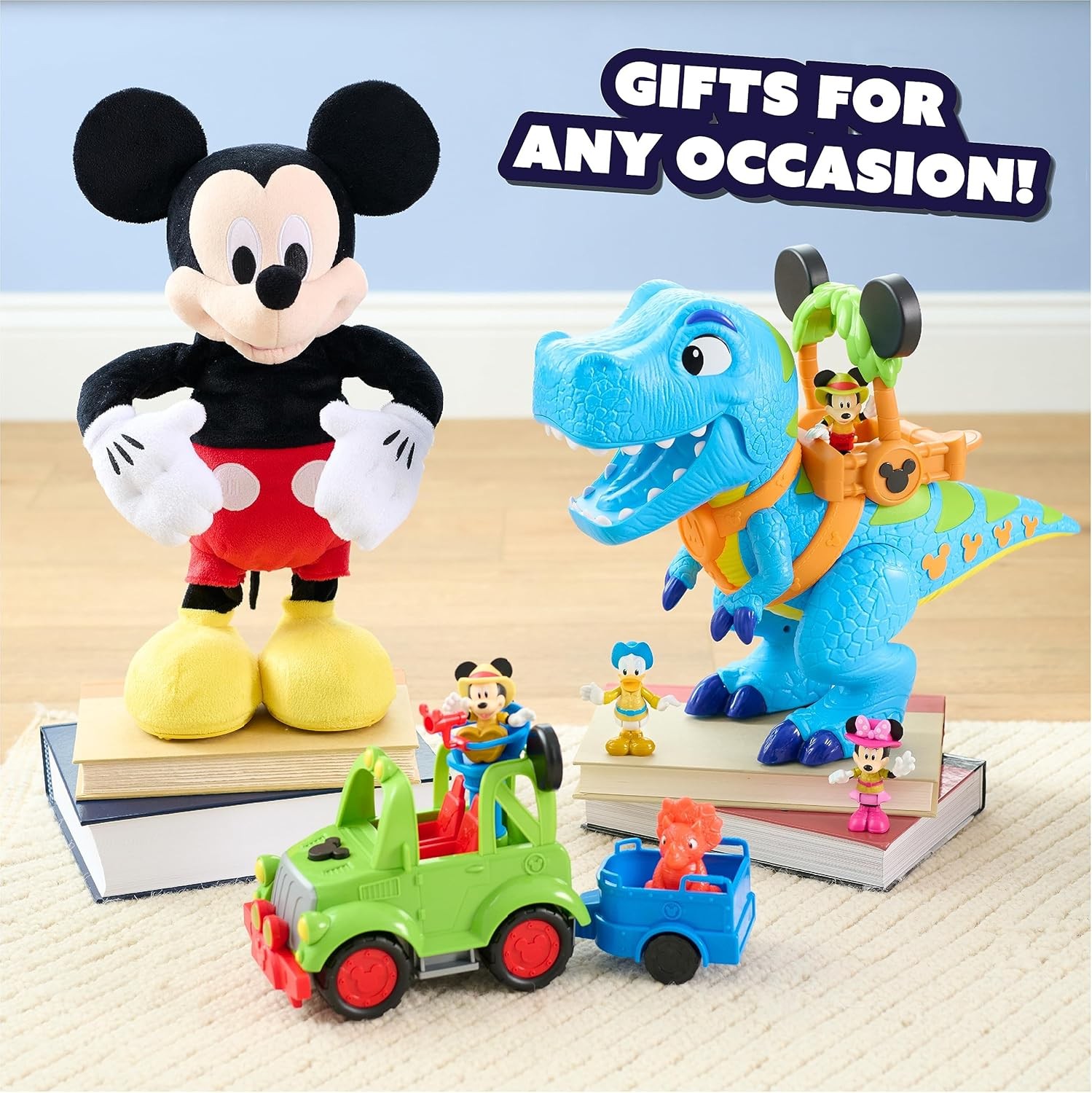 Disney Junior Mickey Mouse Funhouse Roarin&rsquo; Safari Dino, 4-piece Figures and…