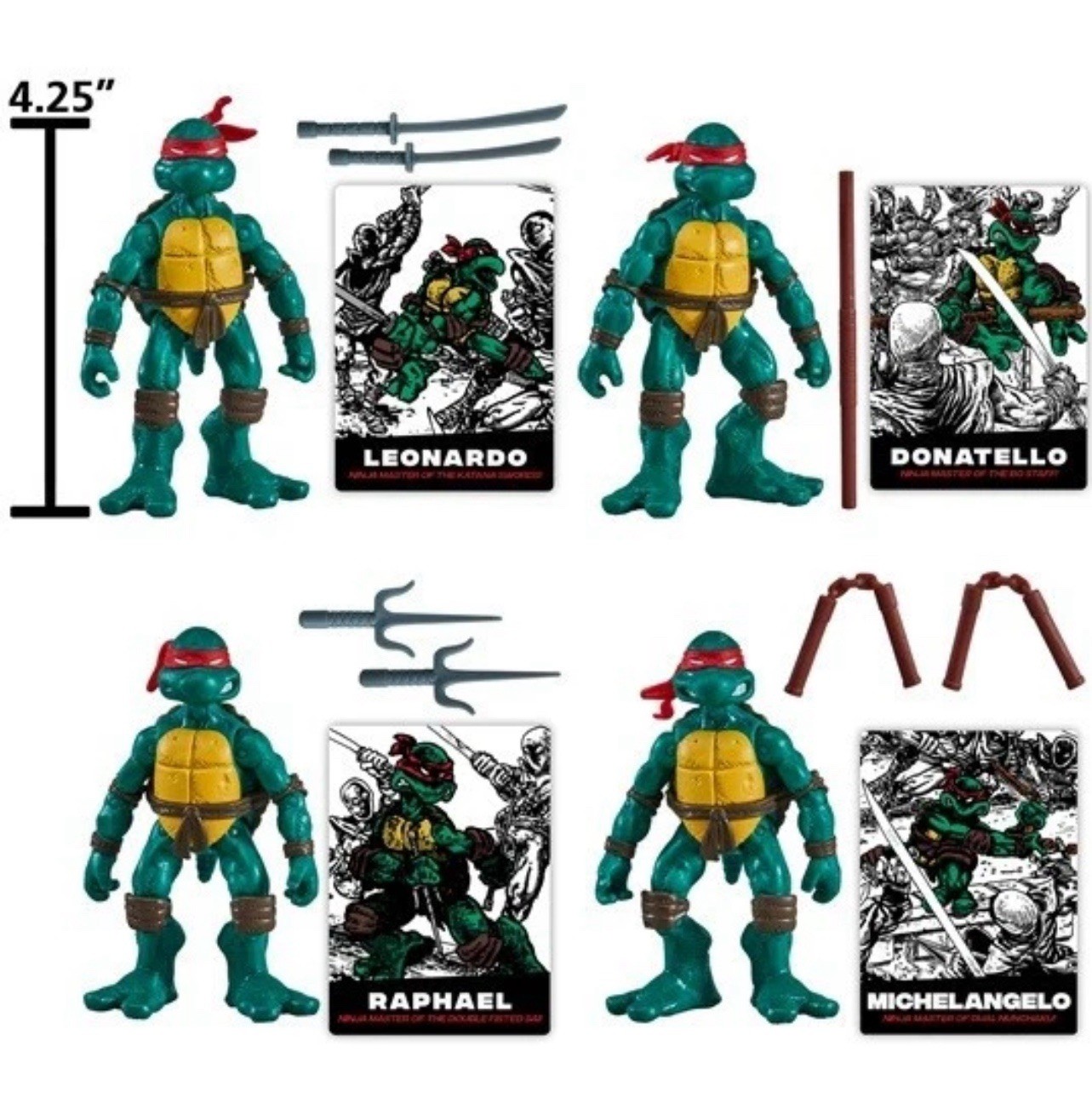 NEW TMNT SET OF ALL 4 Teenage Mutant Ninja Turtles Comic Book Series Figures! 🔥