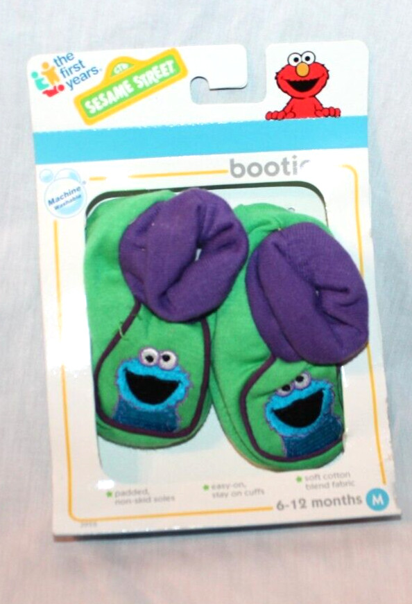NEW IN BOX SESAME STREET COOKIE MONSTER BOOTIES MEDUIM 6-12 MONTHS