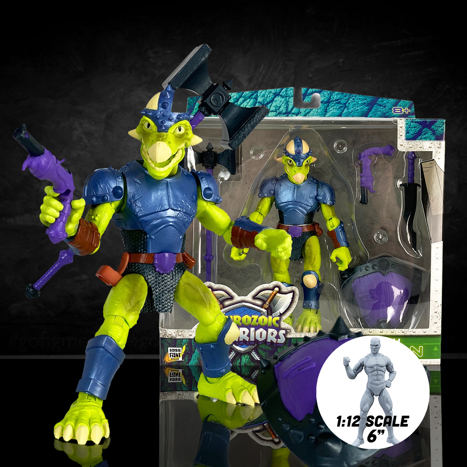 Saurozoic Warriors Dinosaur « Highland Tribe » Action Figure 1:12 Scale 6&Prime; BUNDLE