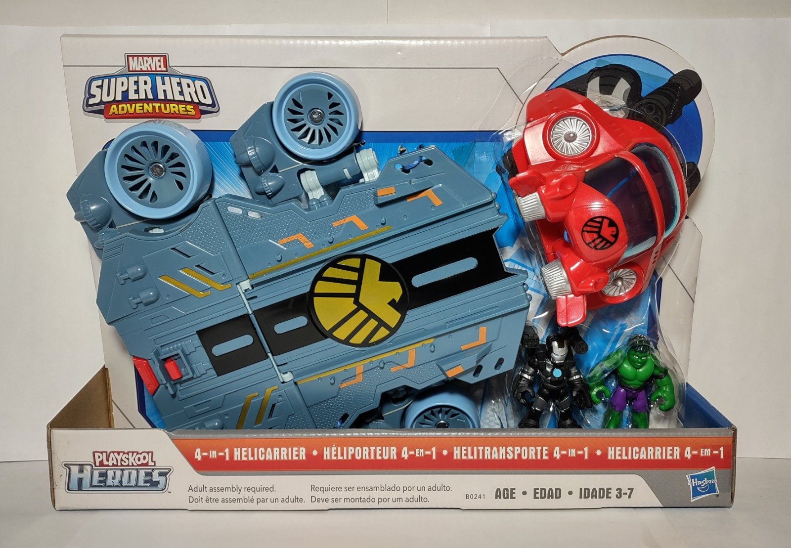 Marvel Super Hero Adventures Set Helicarrier Hulk Warhammer Figures Playskool