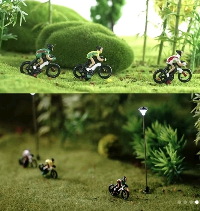 1 87 Scale Exquisite Bicycle Riders Cycling Figurines Diorama Scenery 6 Pieces