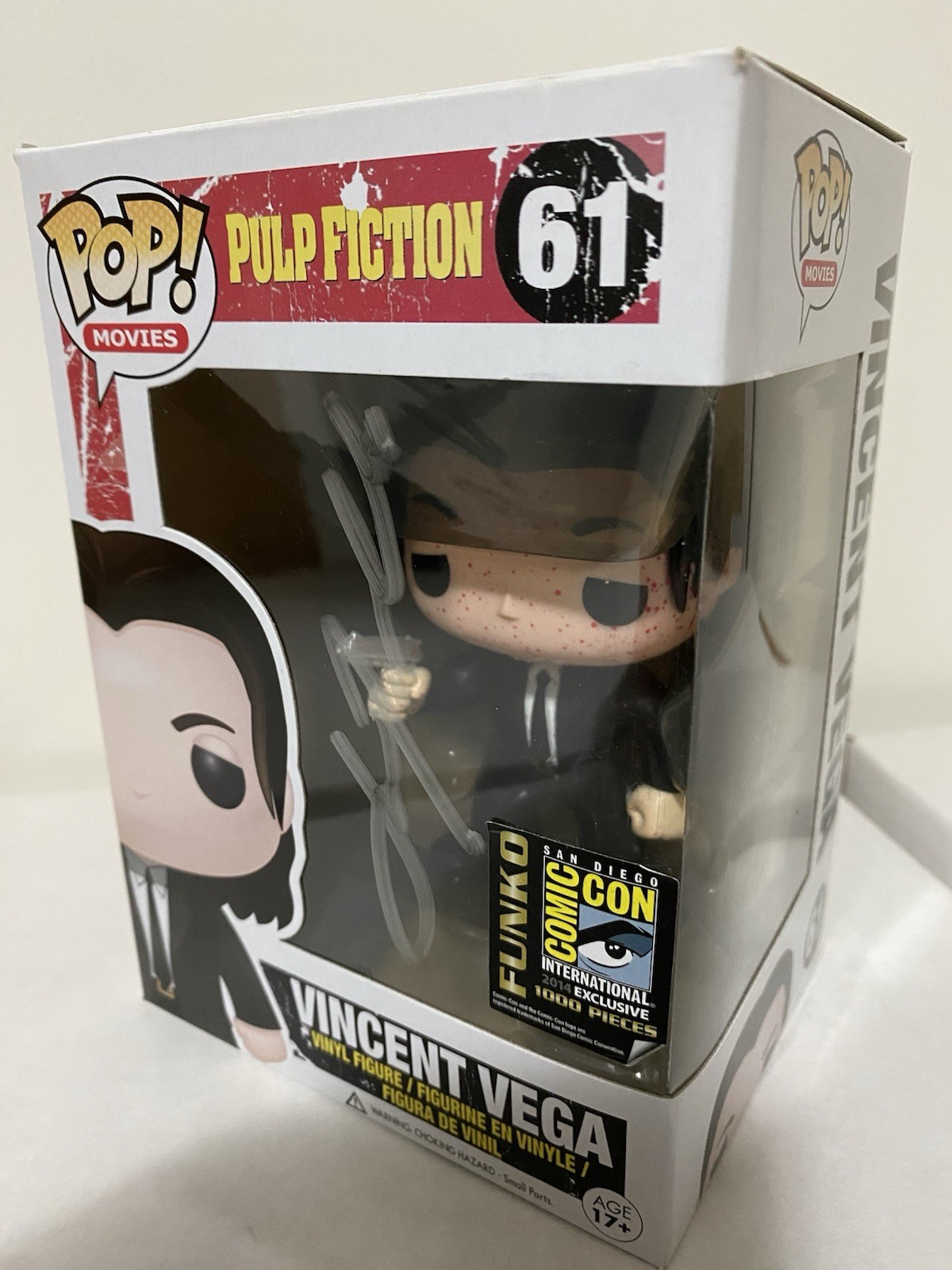 Pulp Fiction JOHN TRAVOLTA Signed Funko Pop! BLOODY Vincent Vega #61 SDCC 2014