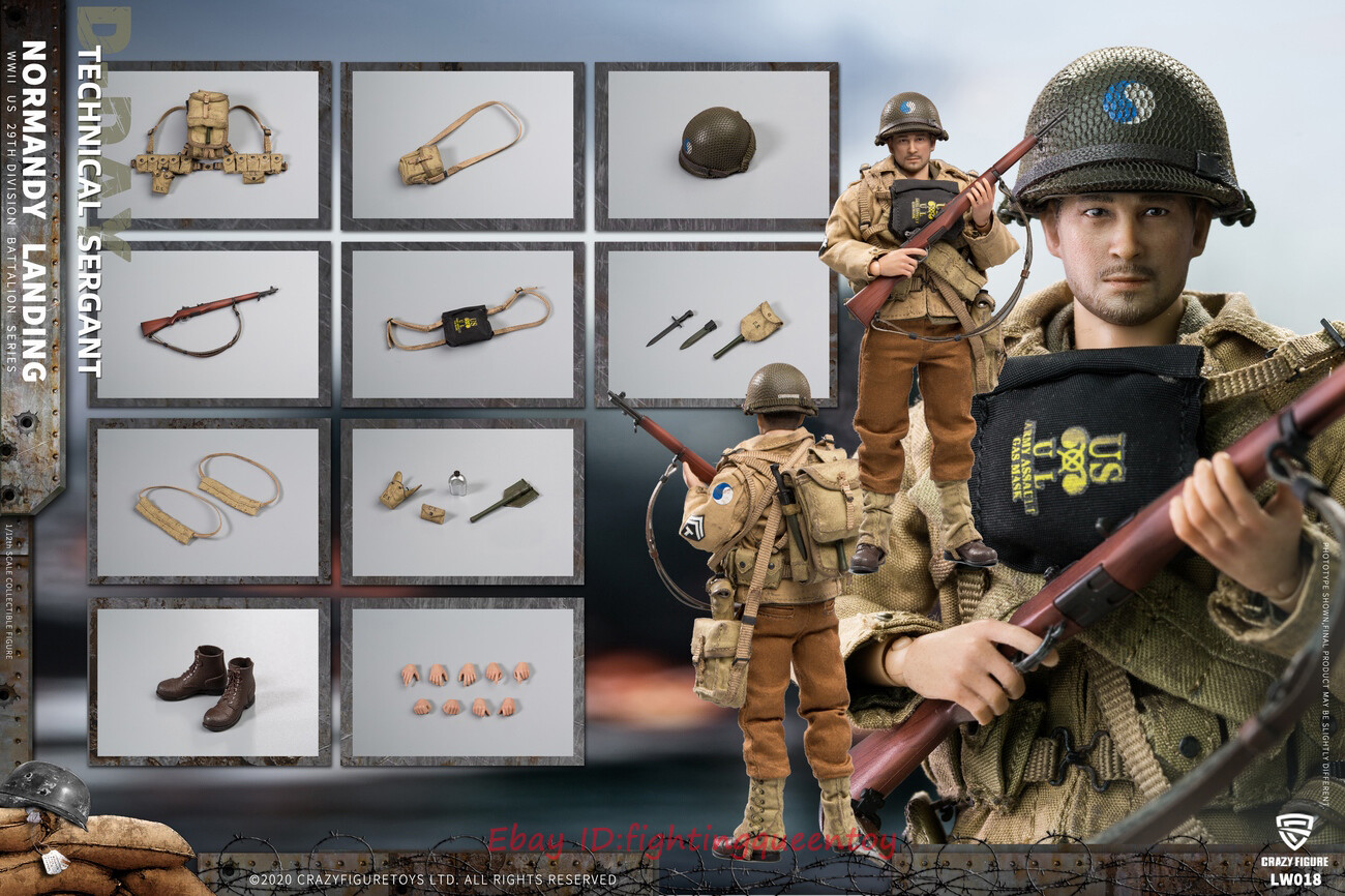 Crazy Figure LW018 WWII U.S. Rangers Technical Sergant On D-Day 1/12 Toy INSTOCK