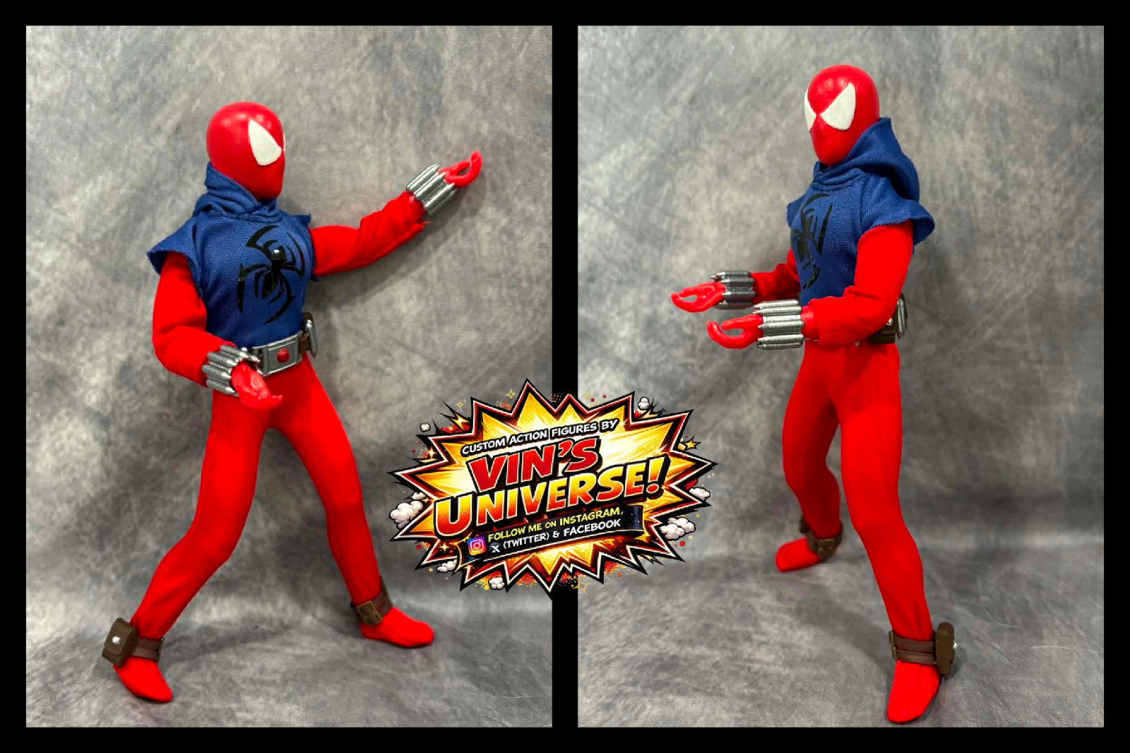 Custom 8&Prime; Mego Scale SpiderMan Peter Parker Ben Reilly Scarlet Spider-Man & Case