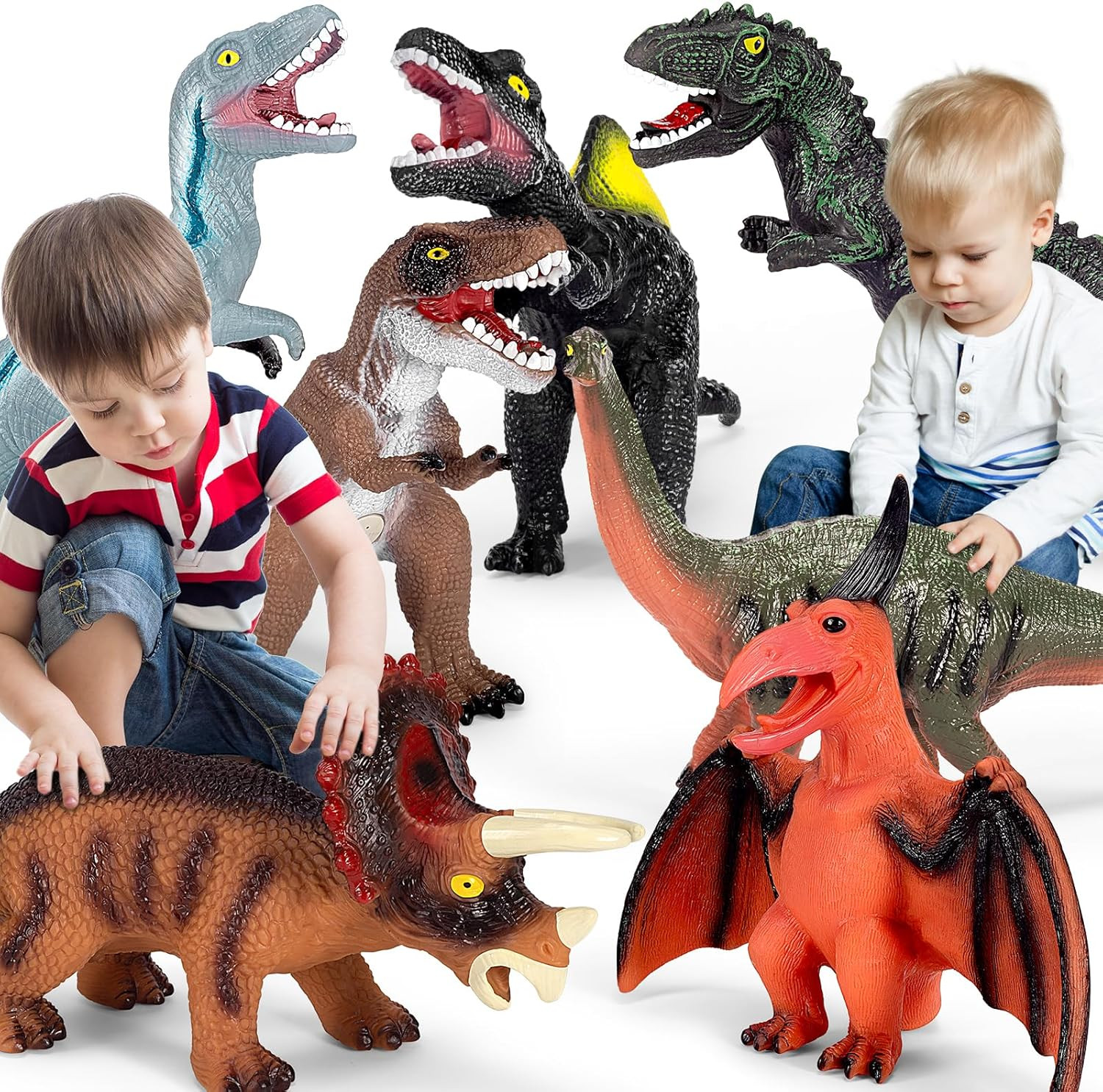 7 Piece Jumbo Dinosaur Toys Big Dinosaur Toy for Boys Realistic Giant Dinosaur T