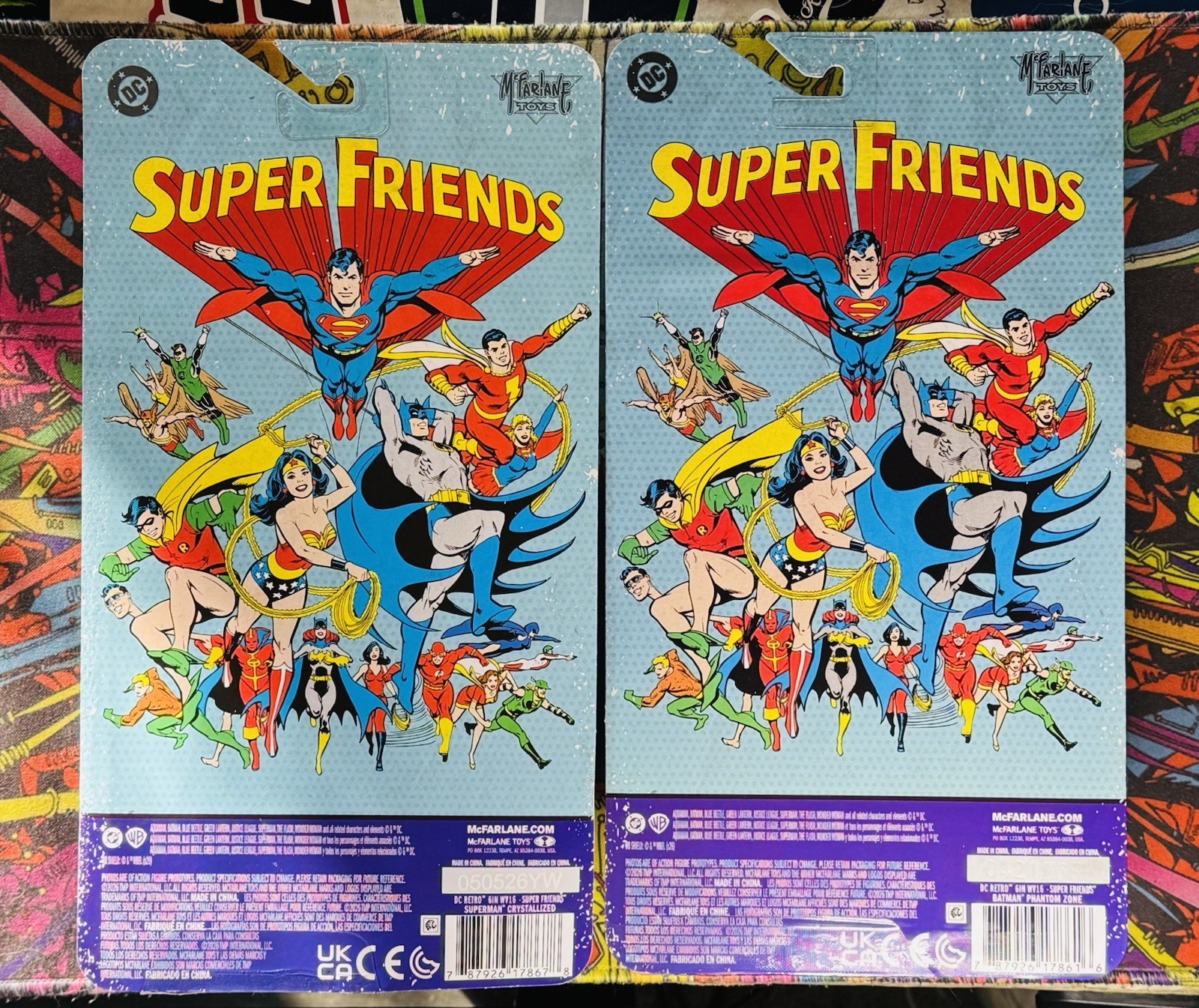 McFarlane Super Friends DC Batman Phantom Zone / Crystal Superman Red Platinums