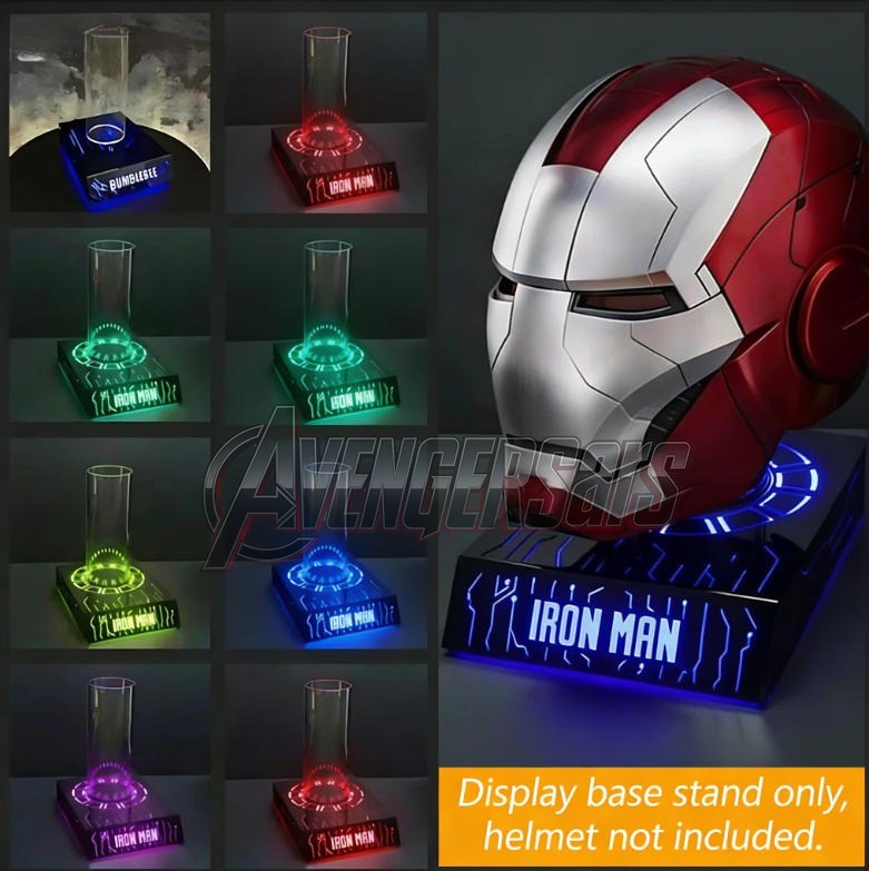 Iron Man MK5 Helmet Mask LED Light Display Stand Base 7 Colors Remote Control