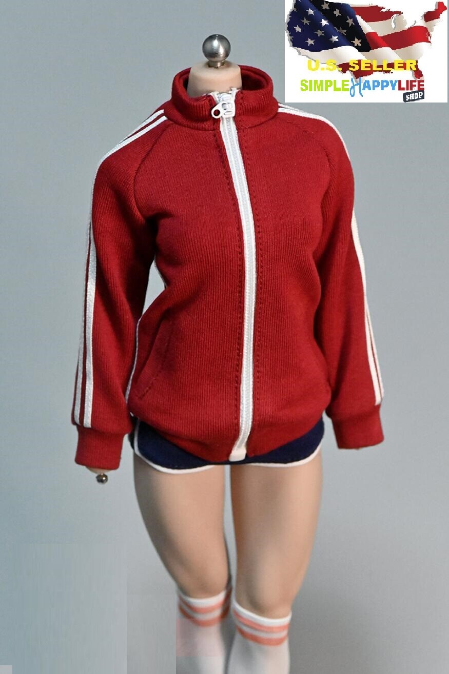 1/6 female Red Track running Jacket for 12&Prime; figure phicen hot toys kumik ❶USA❶