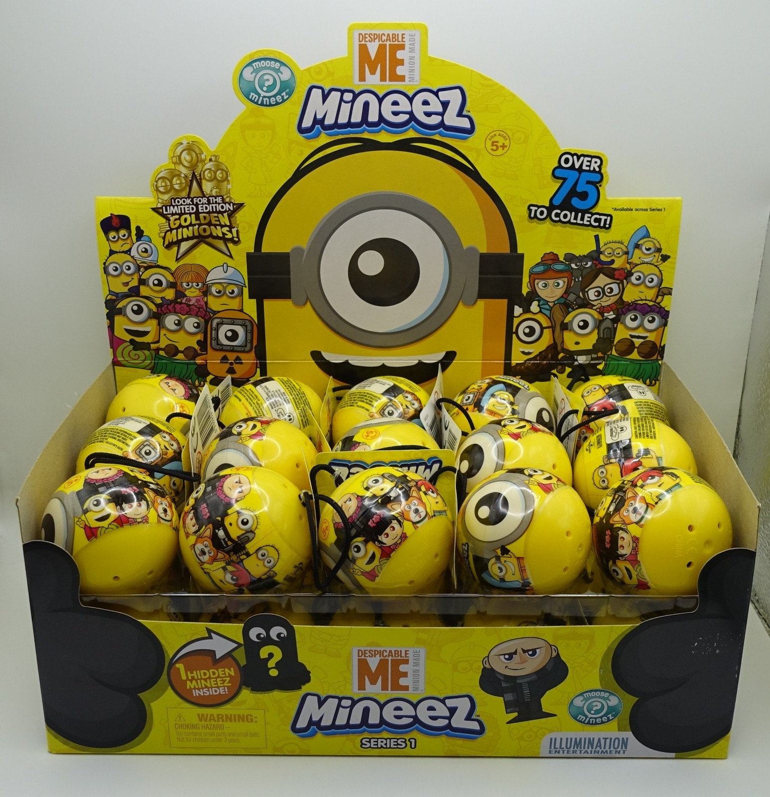 RARE Despicable Me Mineez Retail Display Stand Complete w/ 30 Unopened Pods Mini