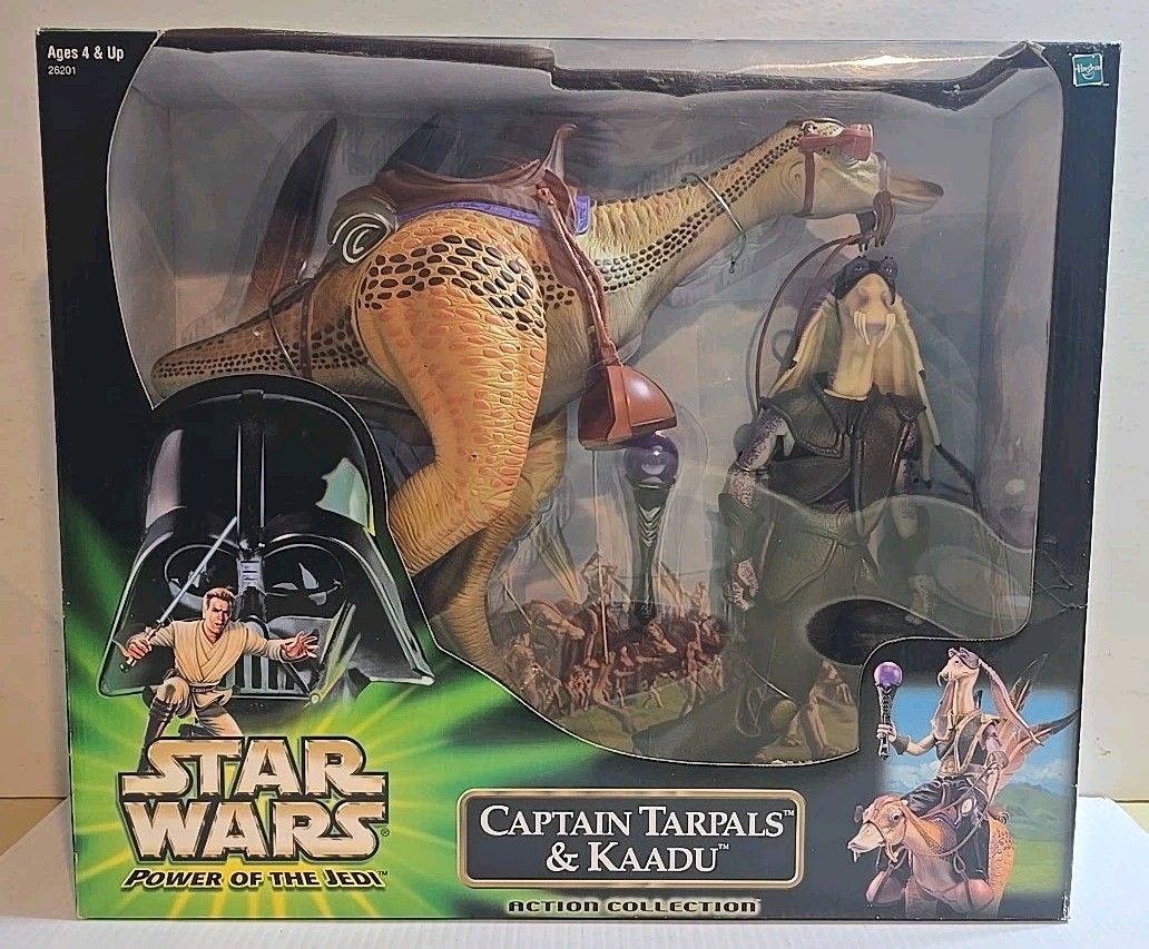 2000 Hasbro Star Wars Power of the Jedi Captain Tarpals & Kaadu 12&Prime; Figure Set
