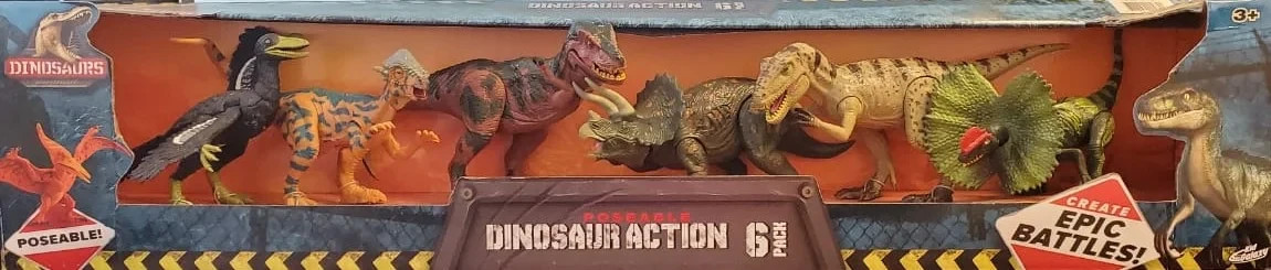 KID GALAXY POSEABLE 9-INCH DINOSAUR ACTION 6 PACK *NEW