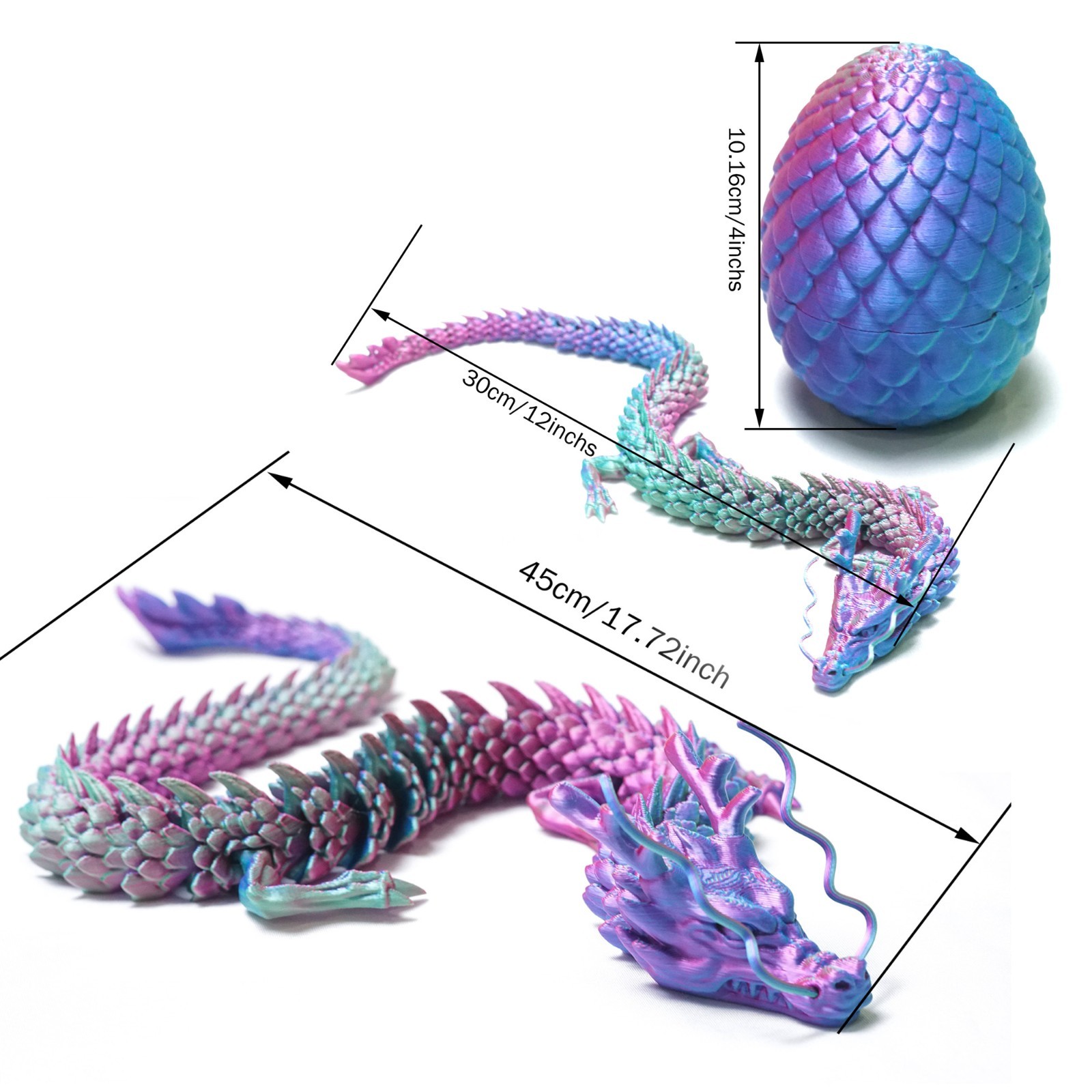 3PCS 3D Printed Dragon Egg Set Model,Articulated Animals figure,Toys Home Decor