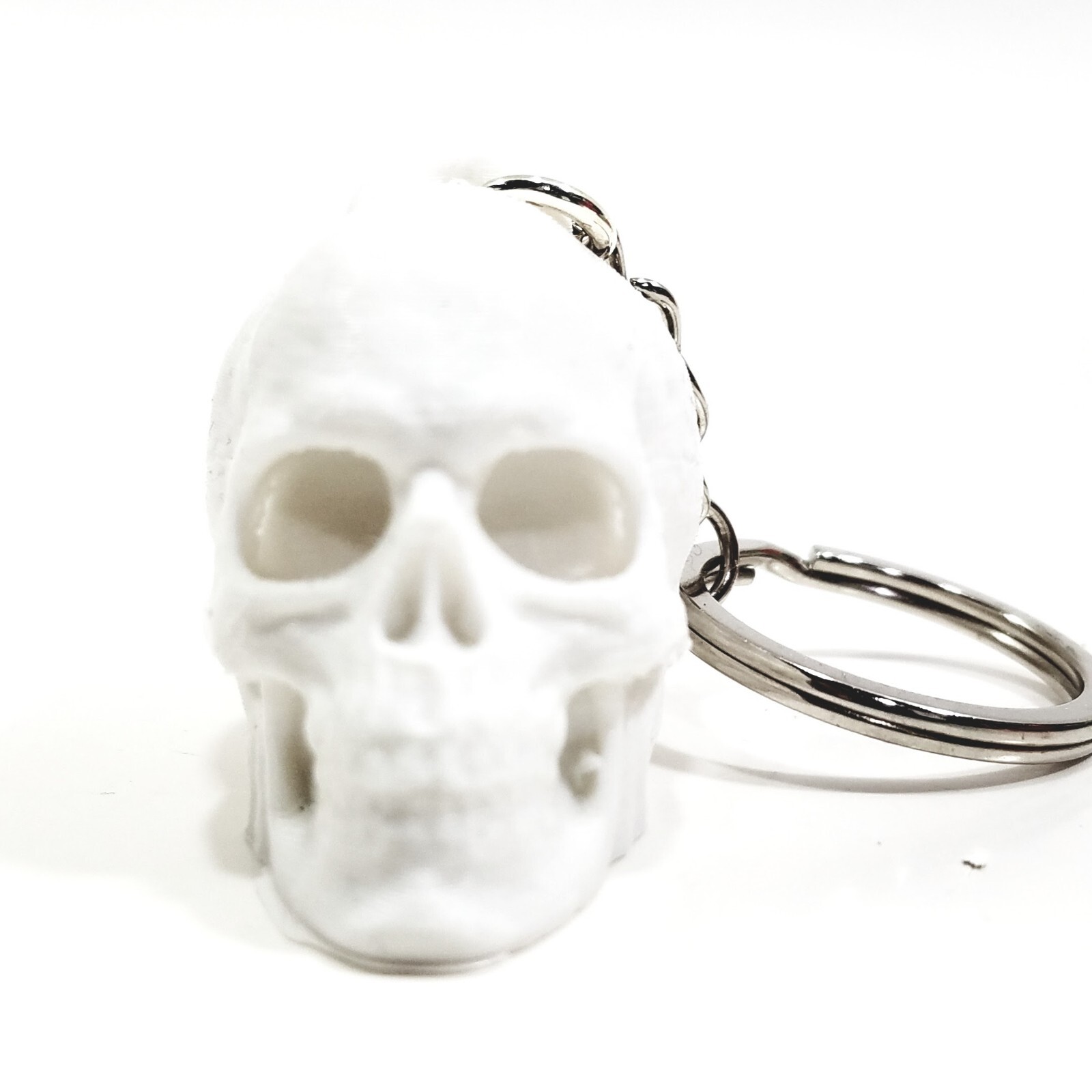FlexiMech Skeleton Detailed 3d Printed Skull -Silver Tone KeyChain Choose Color