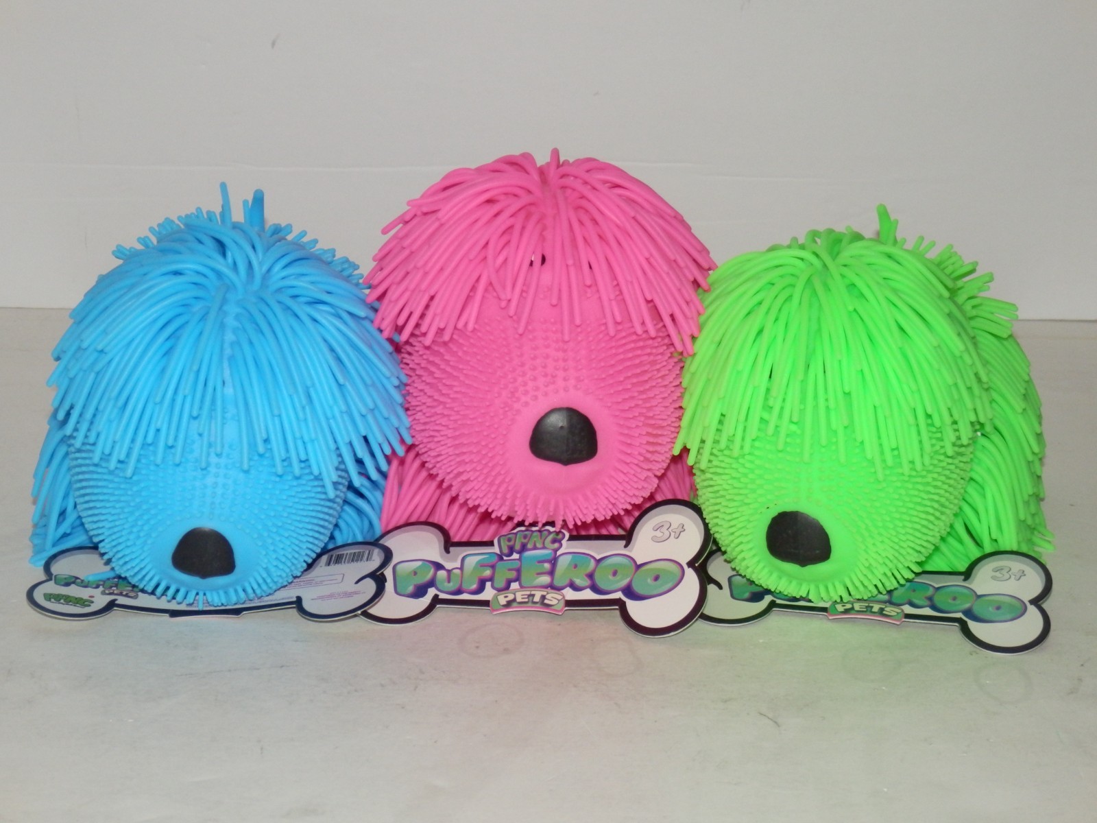 Pufferoo Pets set of 3 Shaggy Puffer Dog Squishy Toy Viral TikTok Fidget Sensory