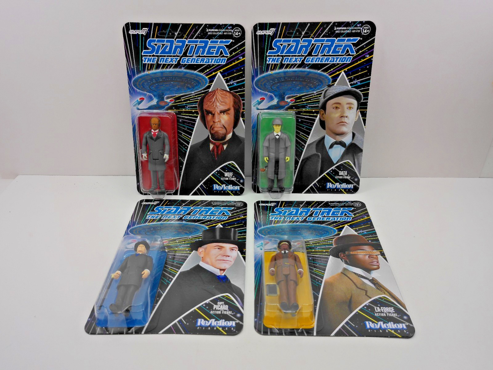 SUPER7 STAR TREK NEXT GENERATION VICTORIAN ERA FIGURE COMPLETE SET OF 4 REACTION