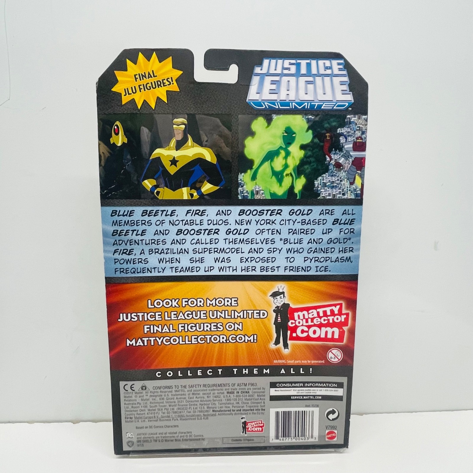 Blue Beetle Fire Translucent Booster Gold Justice League Unlimited 3 pk NIP Rare