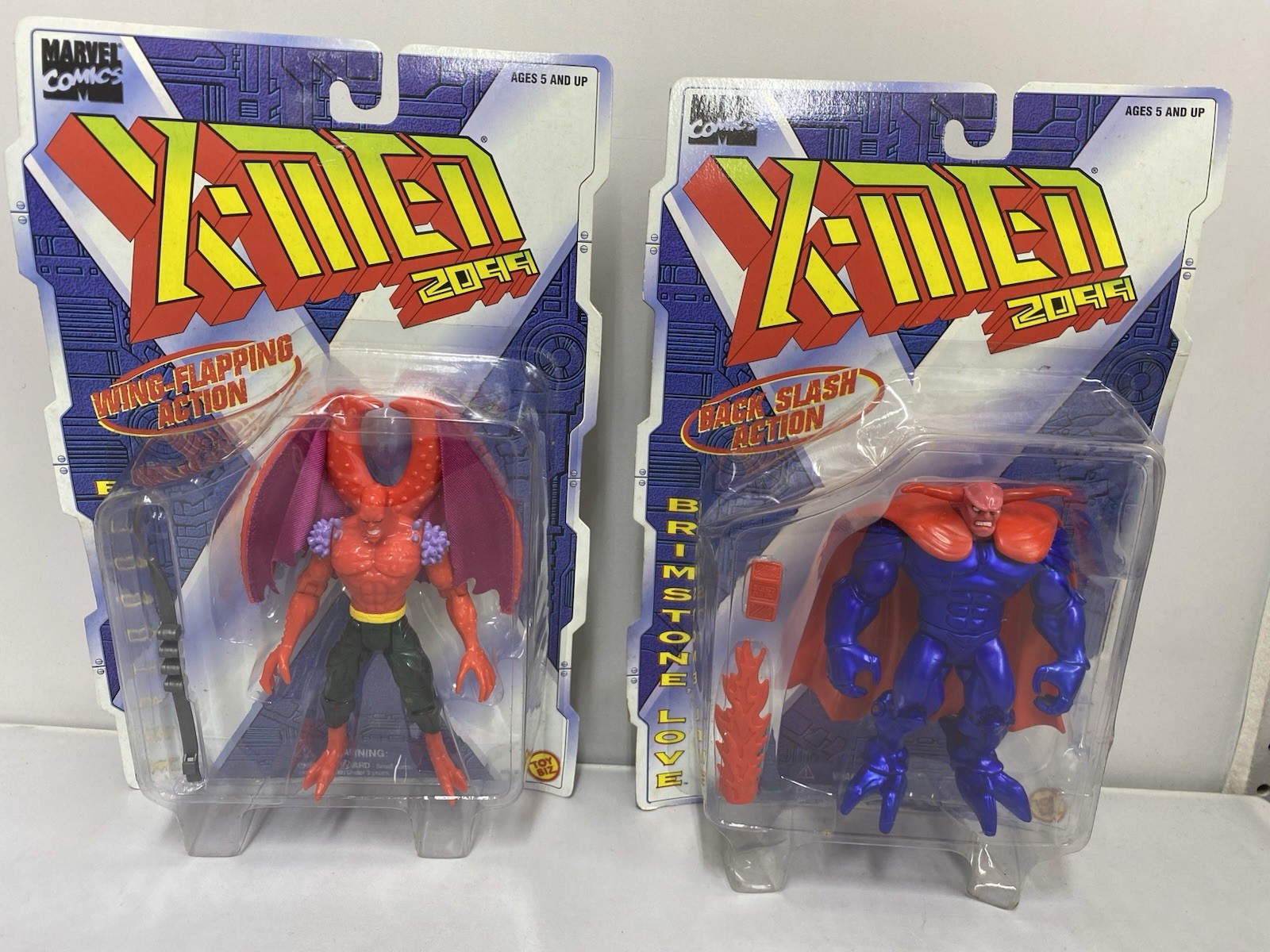 Vintage 1995 X-Men 2099 Bloodhawk + Brimstone Toy Biz Marvel Action Figures