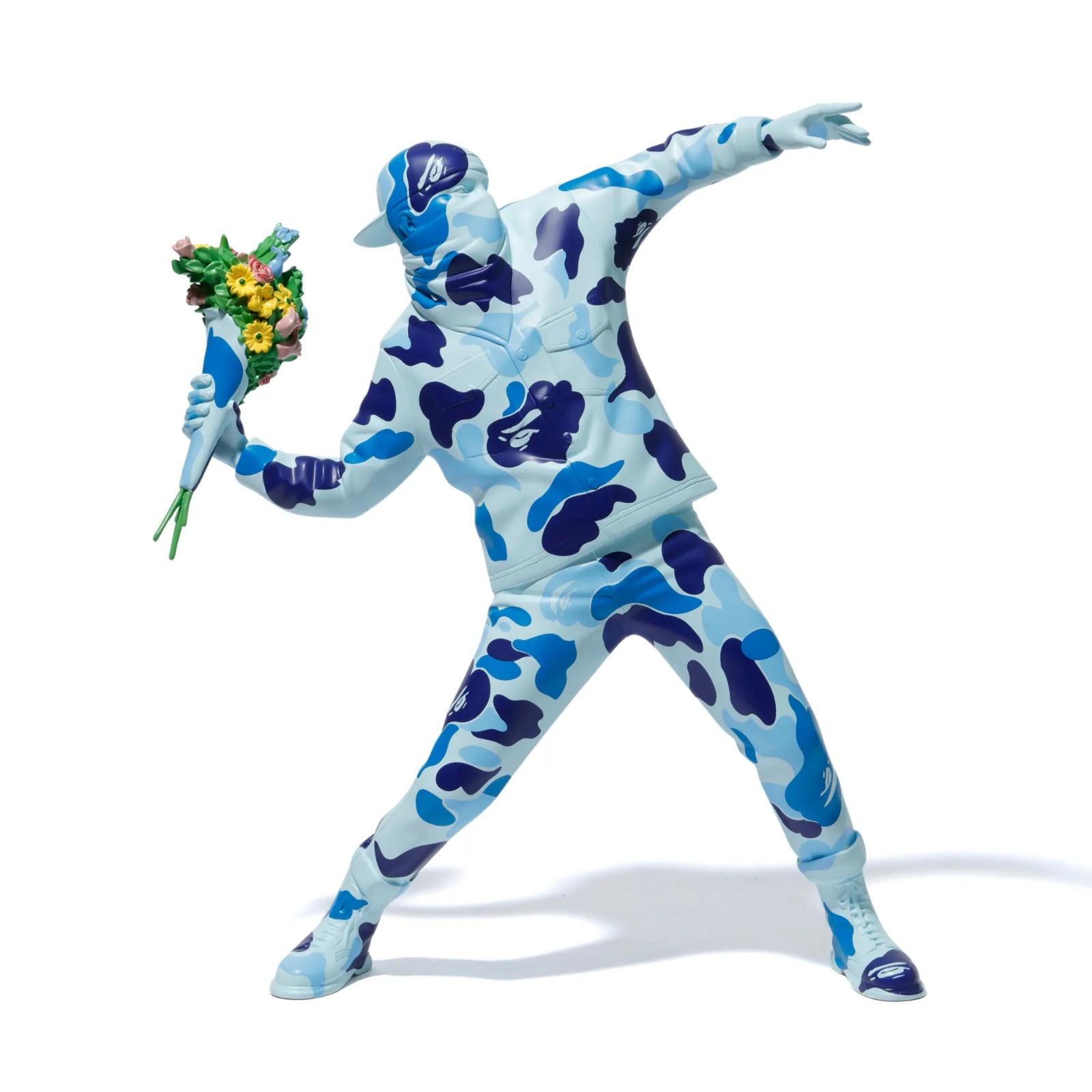Brandalism x BAPE Flower Bomber Blue 14&Prime; Figure Banksy Medicom A Bathing Ape NEW
