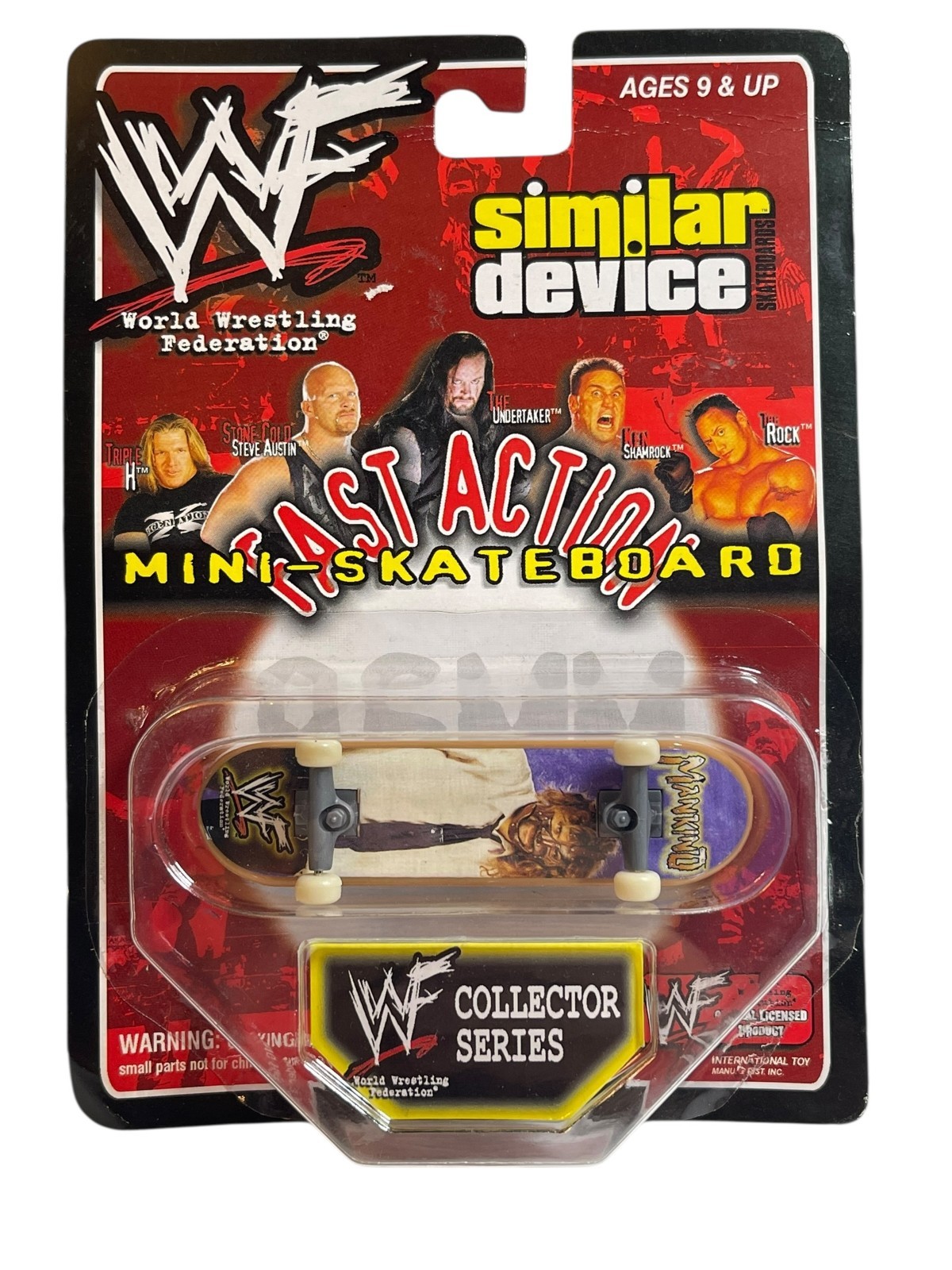 Vintage 1999 WWF MANKIND/MICK FOLEY Fast Action Mini-Skateboard NEW/SEALED Read