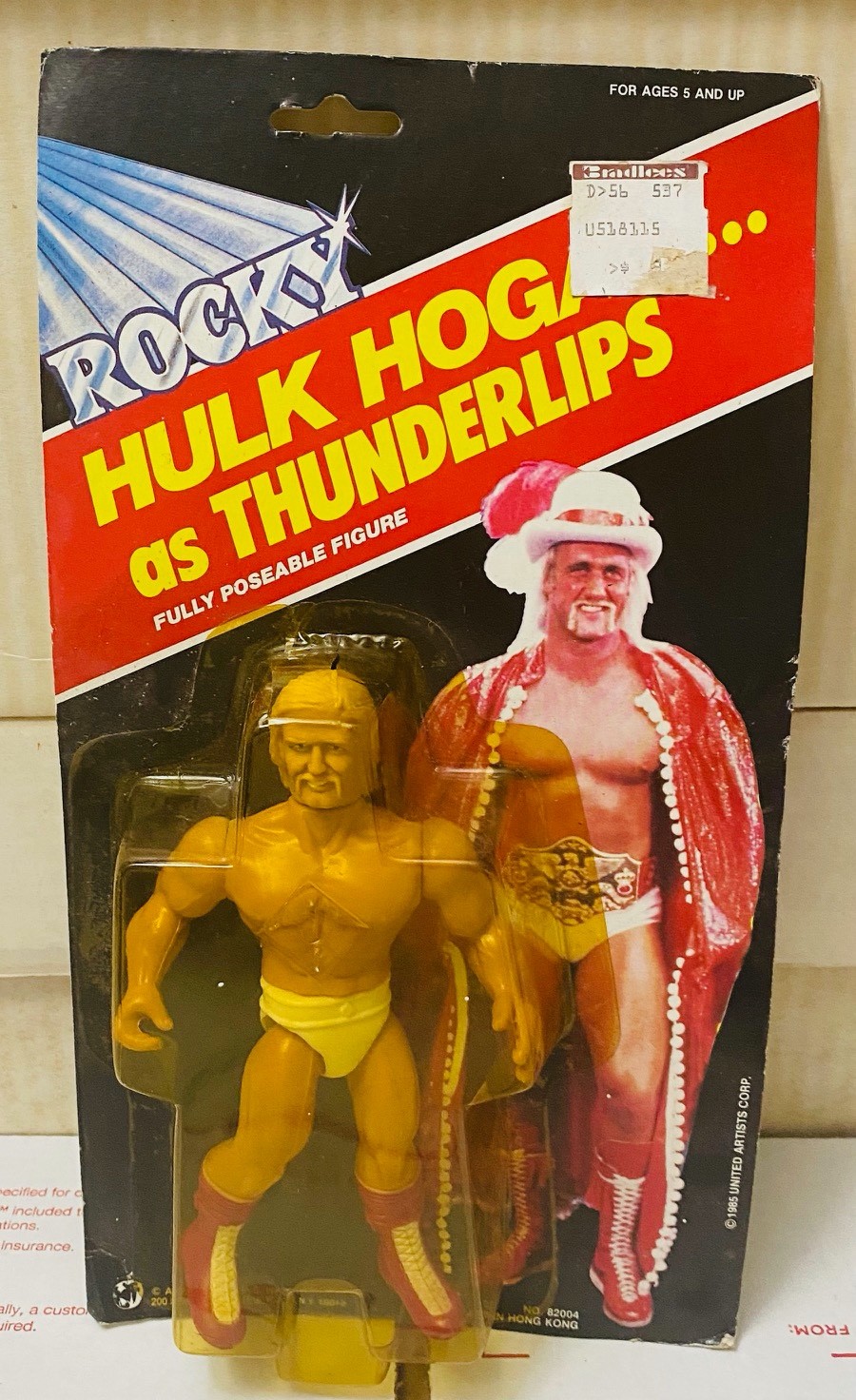 Vintage 1983 Phoenix Toys Rocky III Hulk Hogan as Thunderlips cracked Bubble