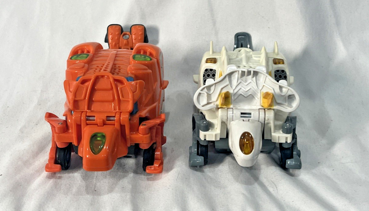 VTech Switch and Go Talking Dinos Turbo Lot of 2-Orange-White-Dart Triceratops