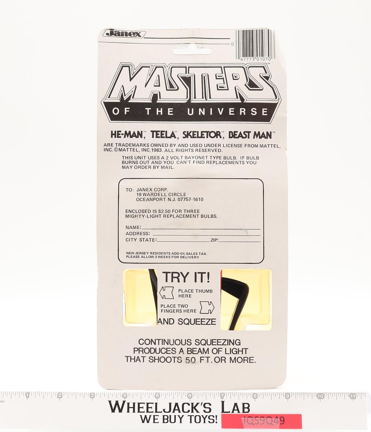 Mighty-Light Flashlight He-Man Masters of the Universe 1983 Janex NEW SEALED