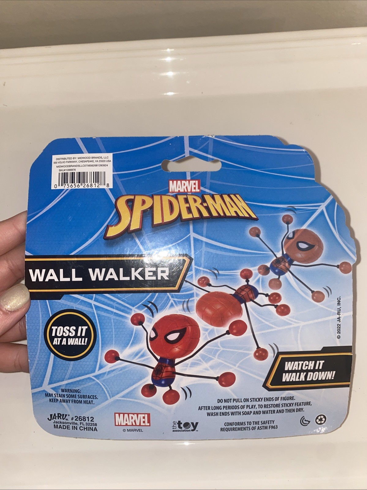 Marvel Spider-Man Wall Walker With Sticky Feet Tumbles Down Wall NEW